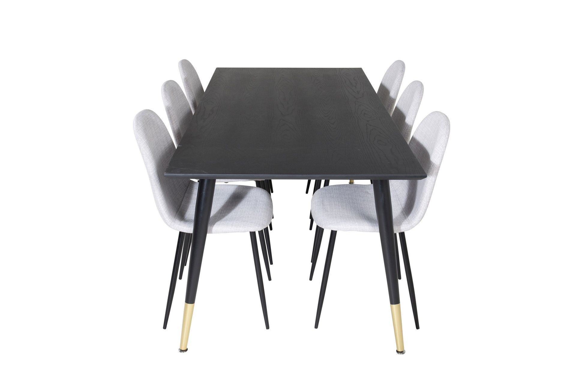 Dipp Matgrupp 180 cm Rektangul&auml;r med 6 Polar stolar - Svart/Guld