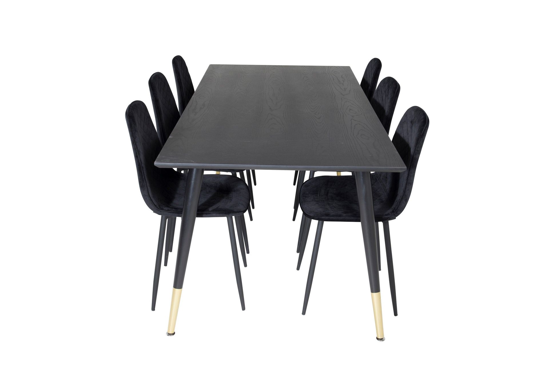 Dipp Matgrupp 180 cm Rektangul&auml;r med 6 Polar stolar - Svart/Guld