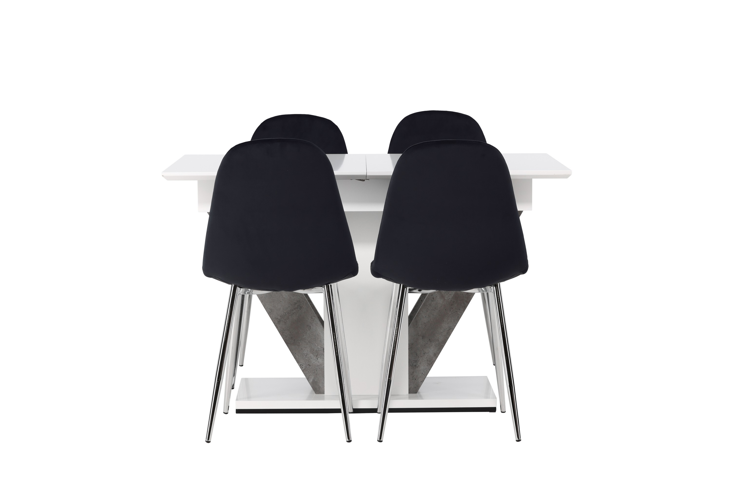 disa matgrupp 120 cm rektangulär med 4 polar stolar - svart