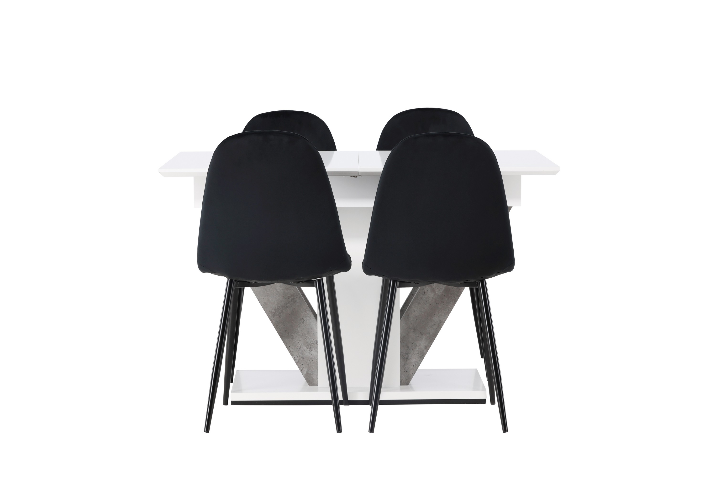 disa matgrupp 120 cm rektangulär med 4 polar stolar - svart