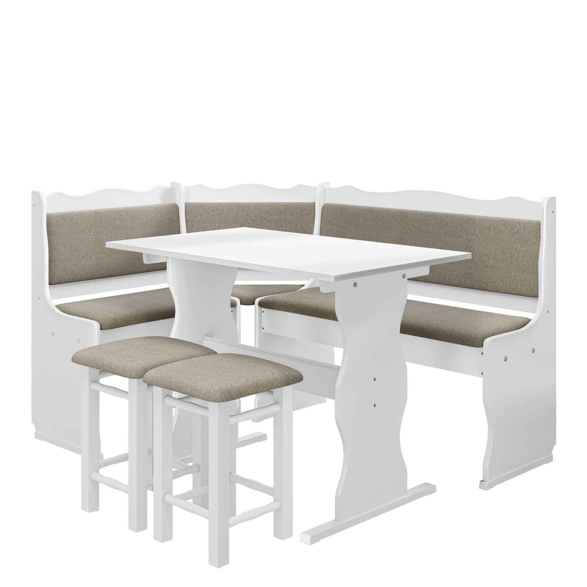 Drosbacken 7-sits Matgrupp för kök - Vit med beige klädsel (Matana 18)