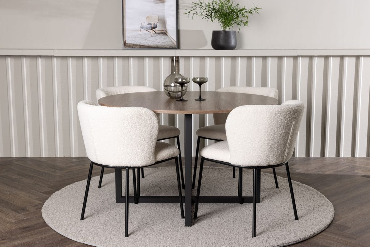 Durango Matbord 120 cm Rund med 4 Edina Matstol -