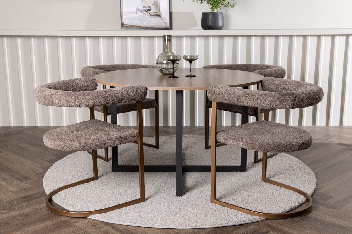 Durango Matbord 120 cm Rund med 4 Morning Karmstol -