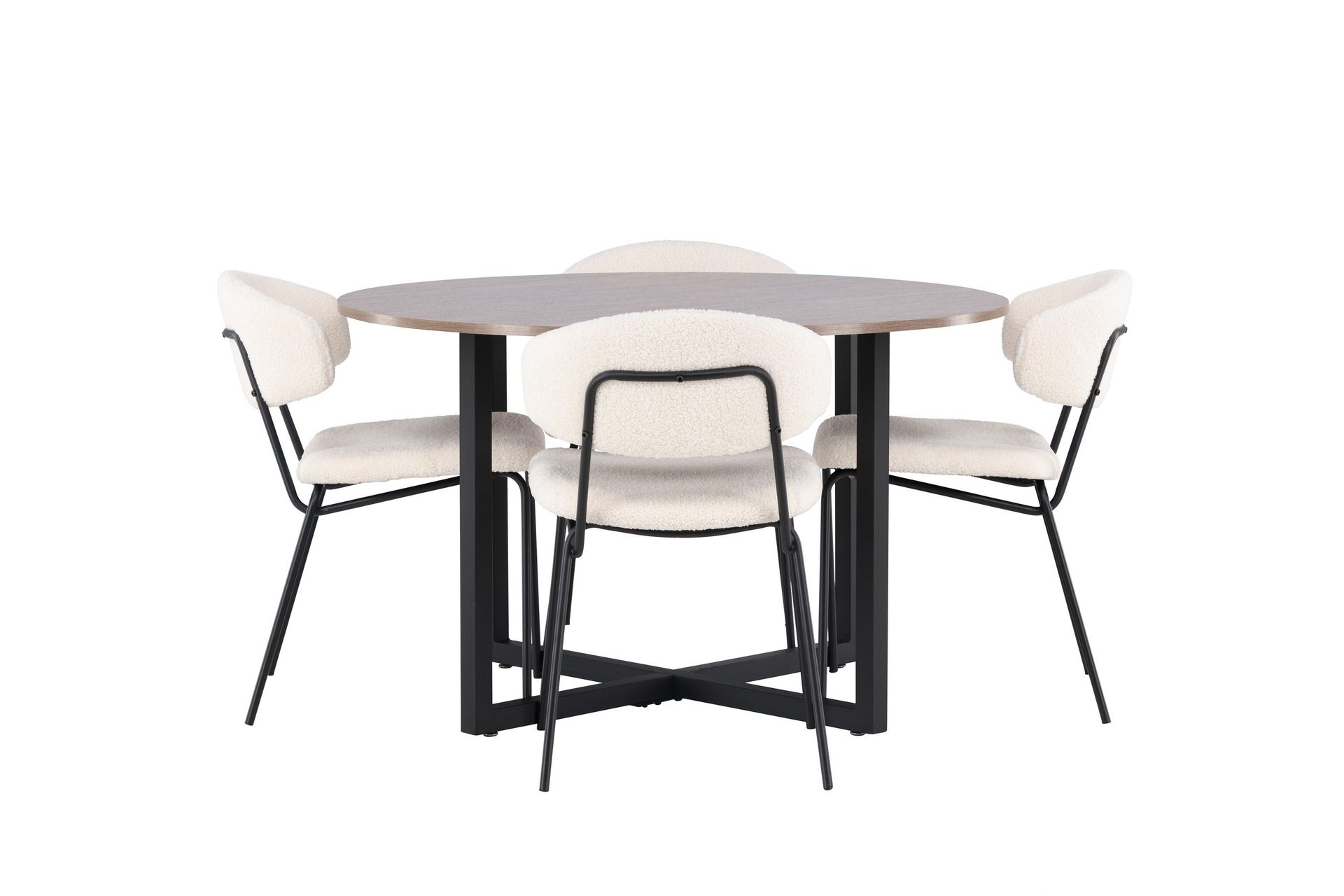 Durango Matgrupp 120 cm Rund med 4 Chico Stolar - Valn&ouml;t