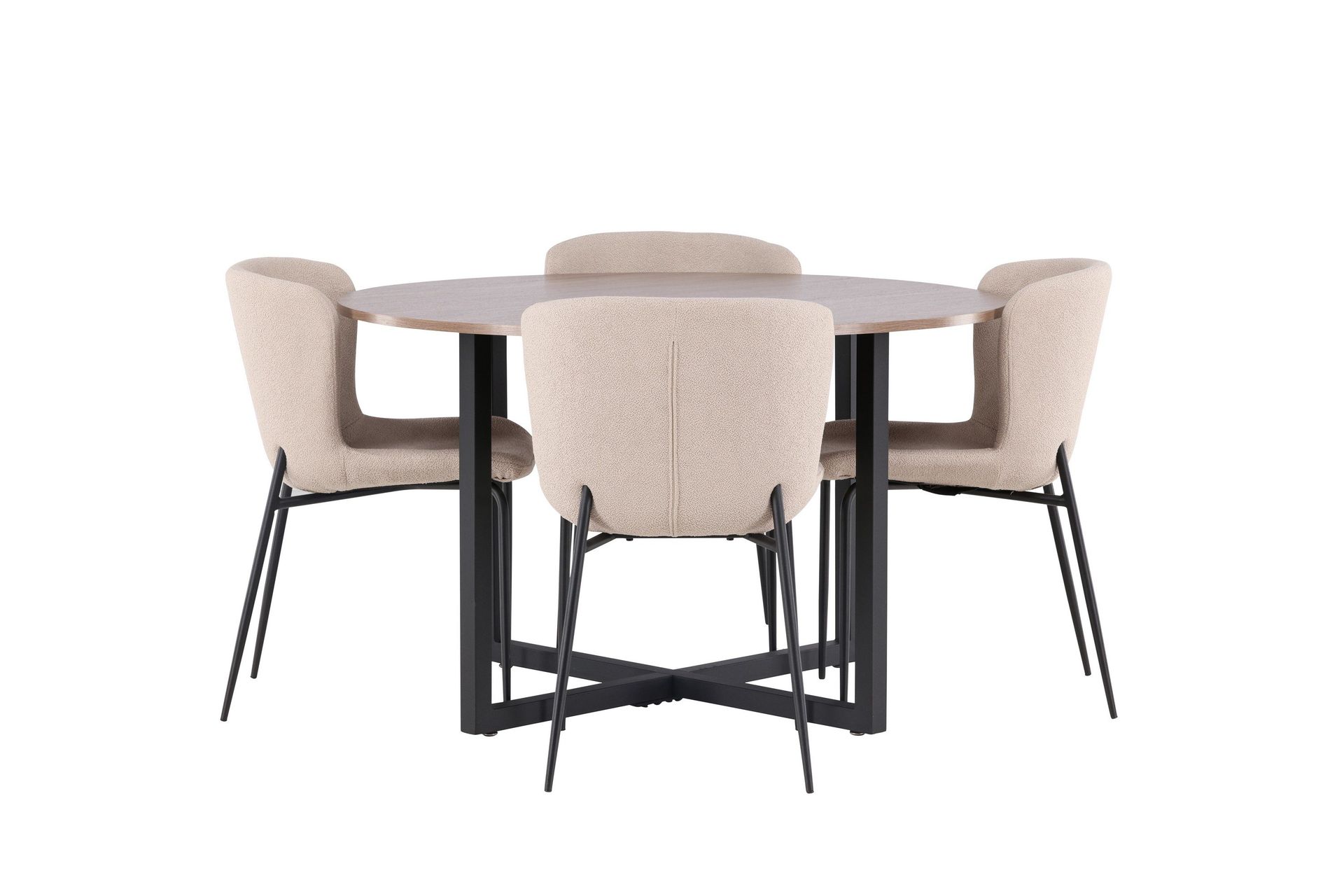 Durango Matgrupp 120 cm Rund med 4 Modesto Stolar - Valn&ouml;t