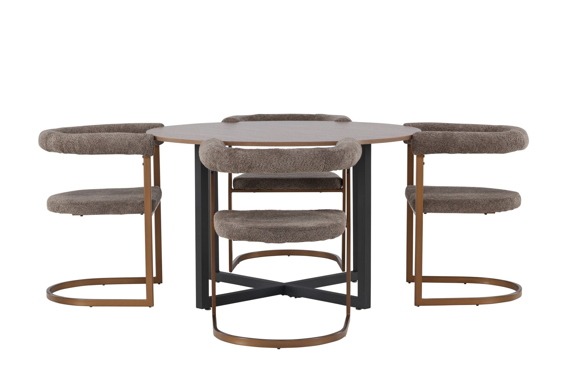 durango matgrupp 120 cm rund med 4 morning stolar - valnöt