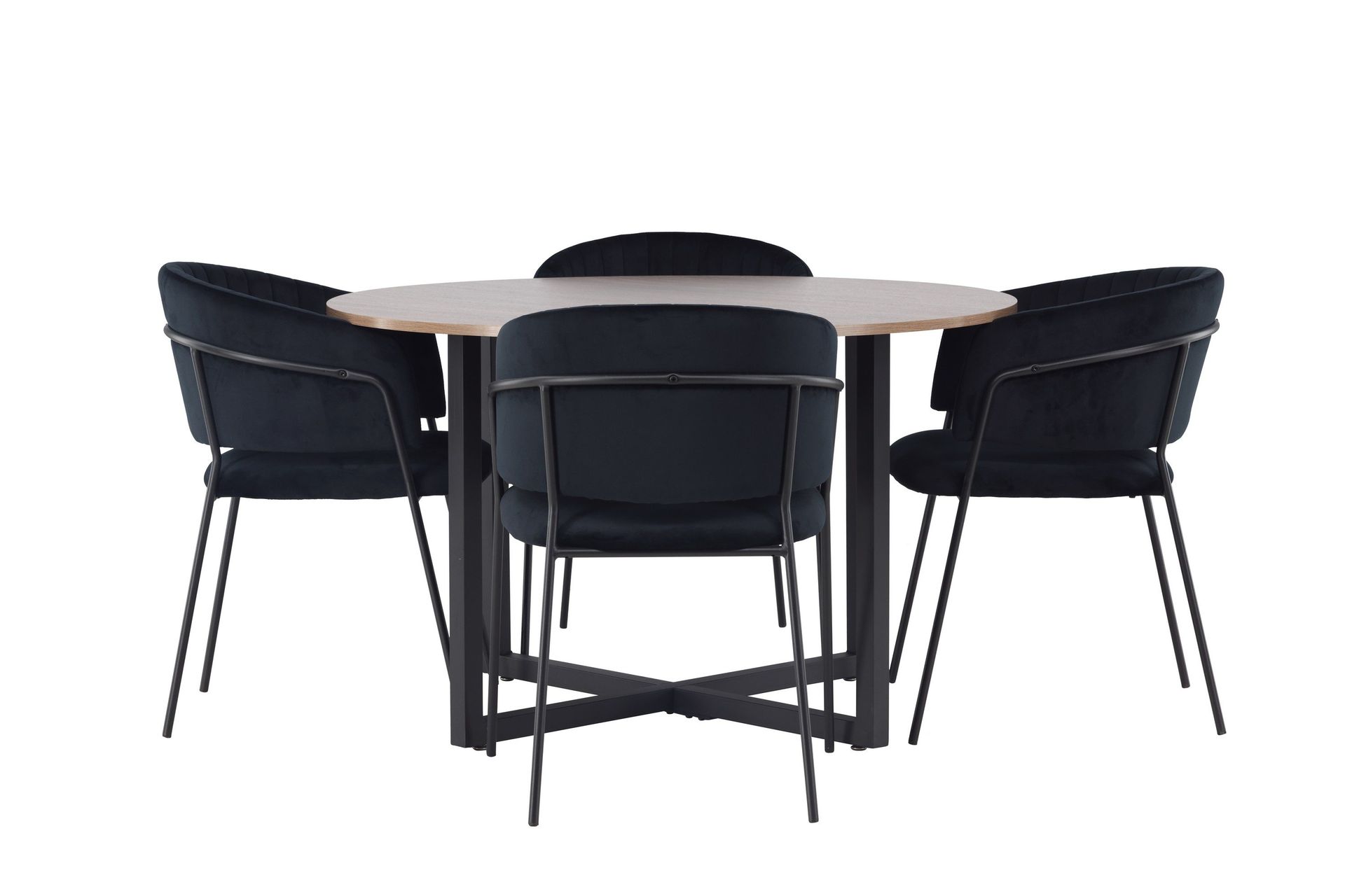 durango matgrupp 120 cm rund med 4 selma stolar - valnöt