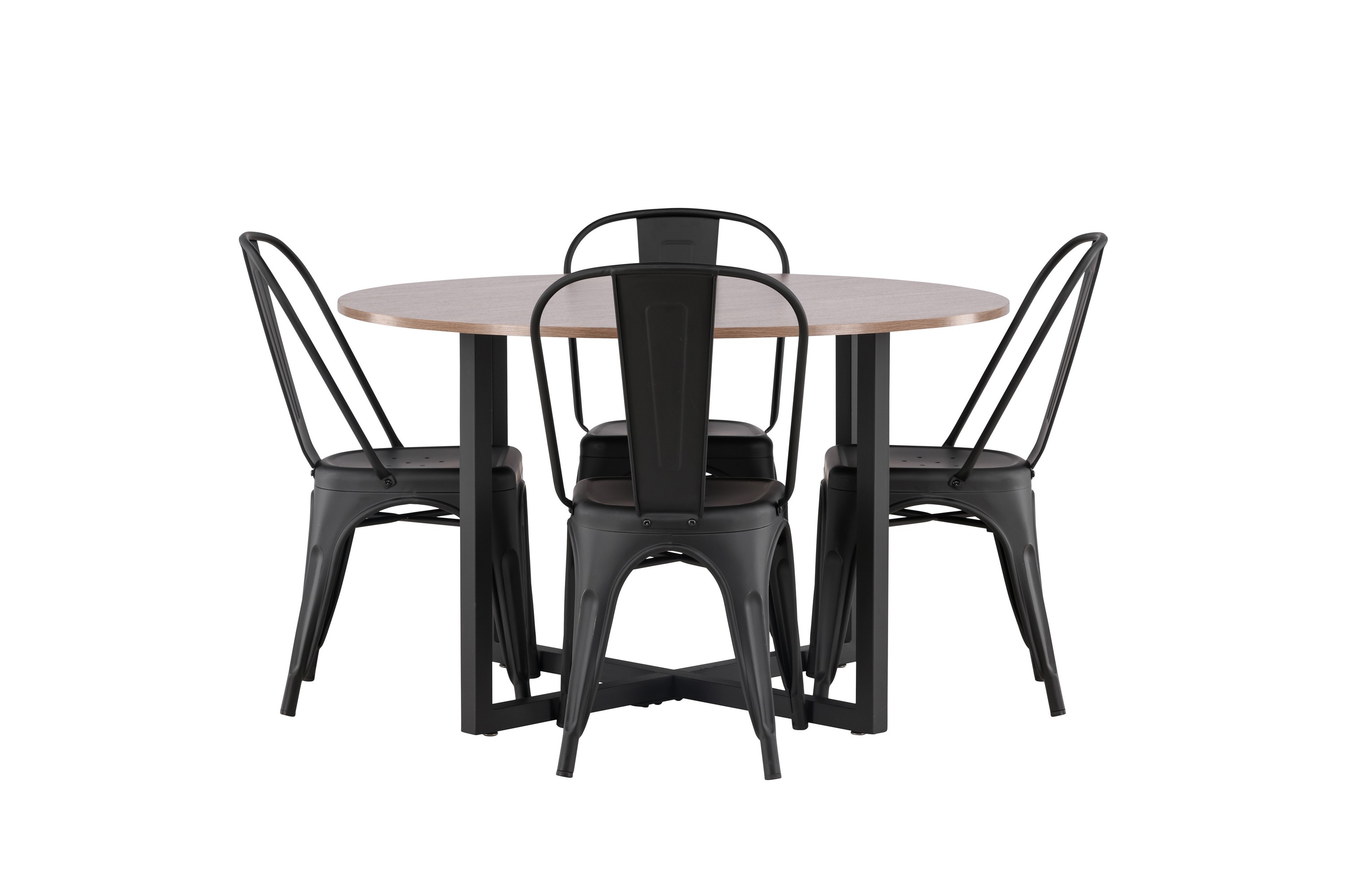 durango matgrupp 120 cm rund med 4 tempe stolar - valnöt