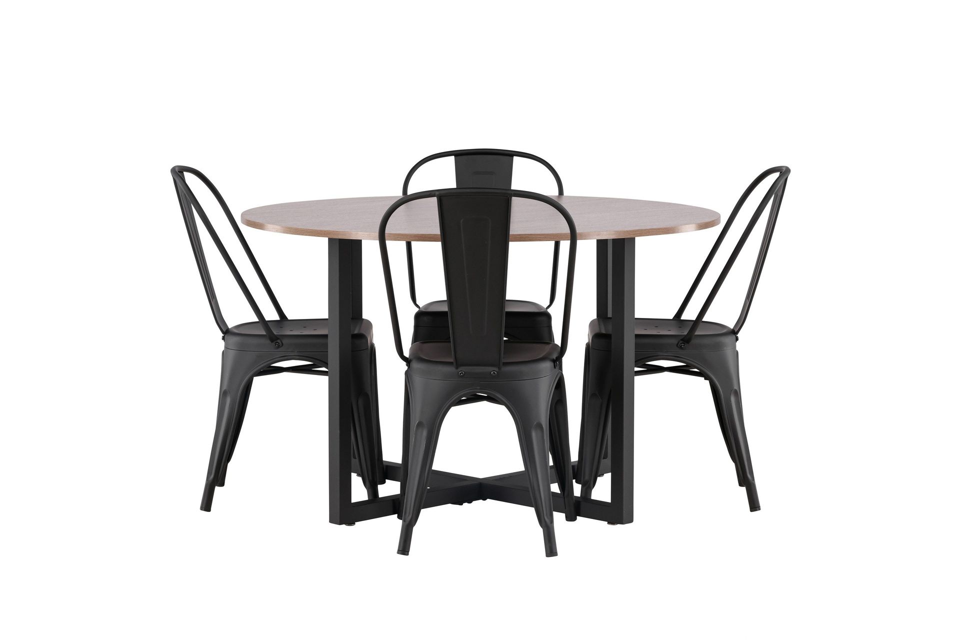 durango matgrupp 120 cm rund med 4 tempe stolar - valnöt