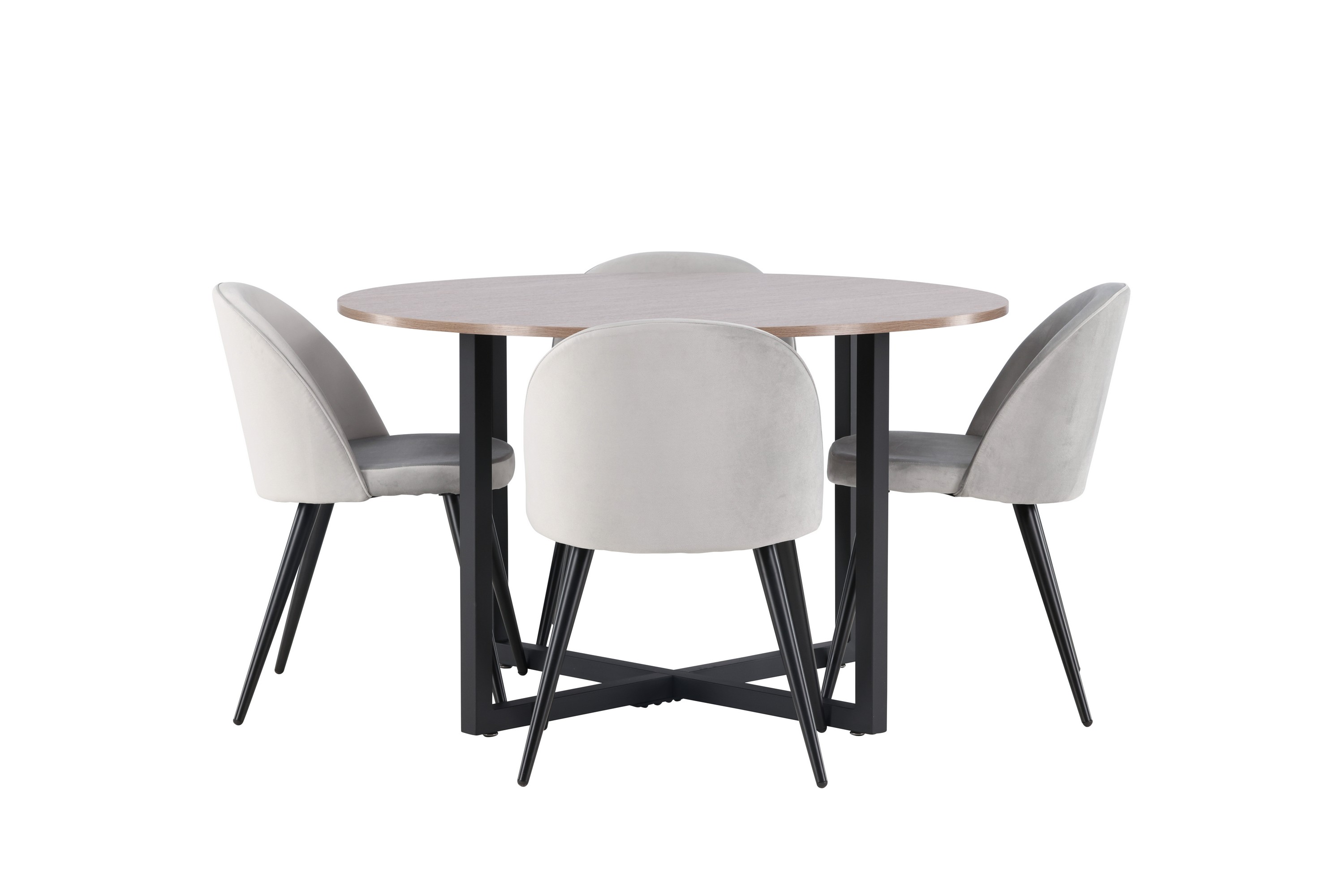 Durango Matgrupp 120 cm Rund med 4 Velvet Stolar Valnöt