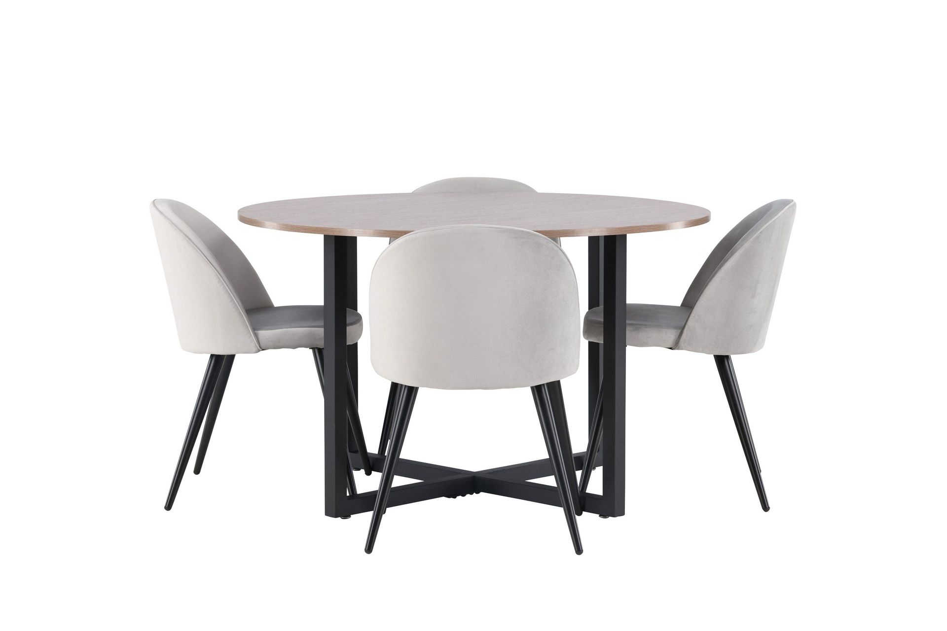 Durango Matgrupp 120 cm Rund med 4 Velvet Stolar - Valn&ouml;t