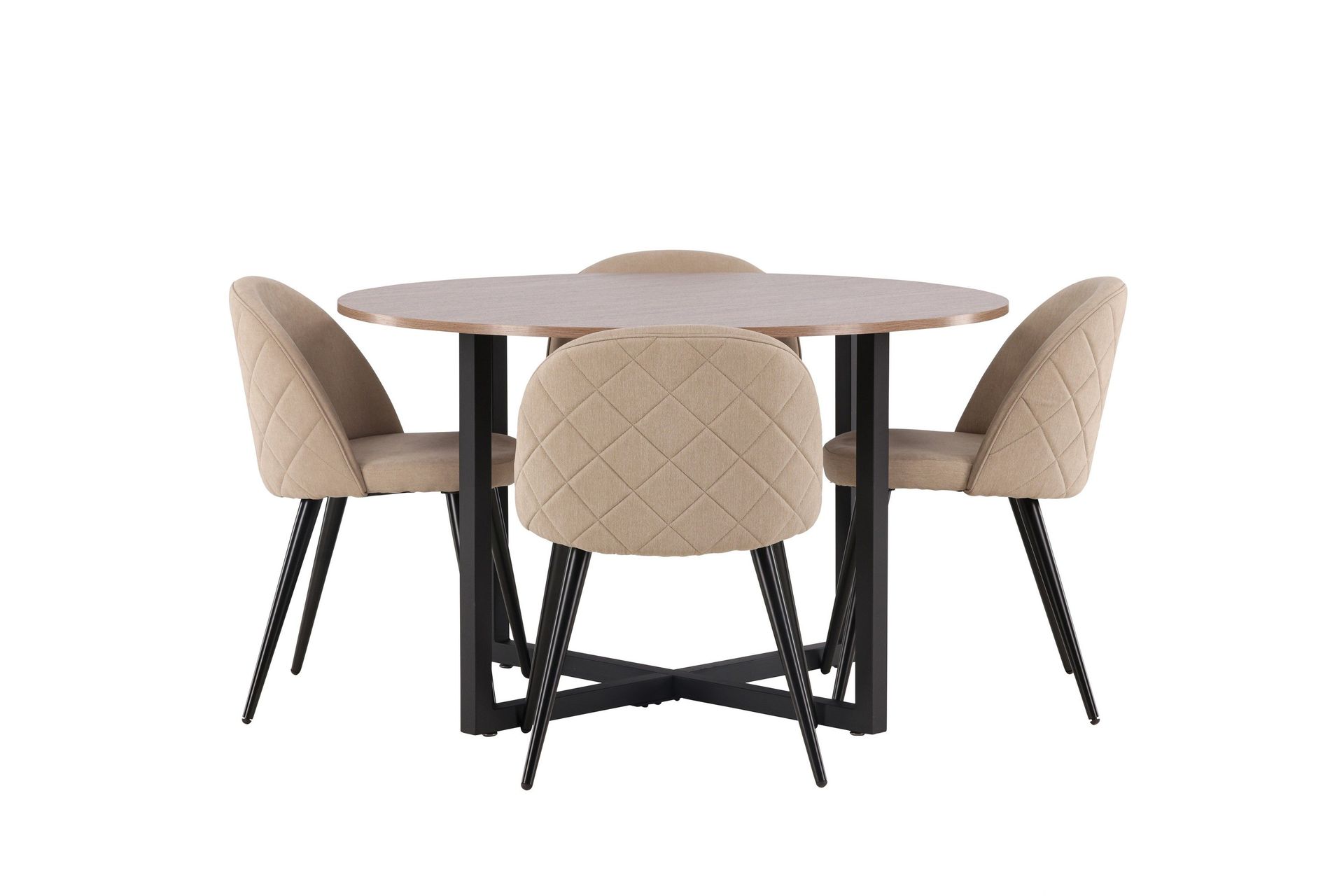 durango matgrupp 120 cm rund med 4 velvets stolar - valnöt