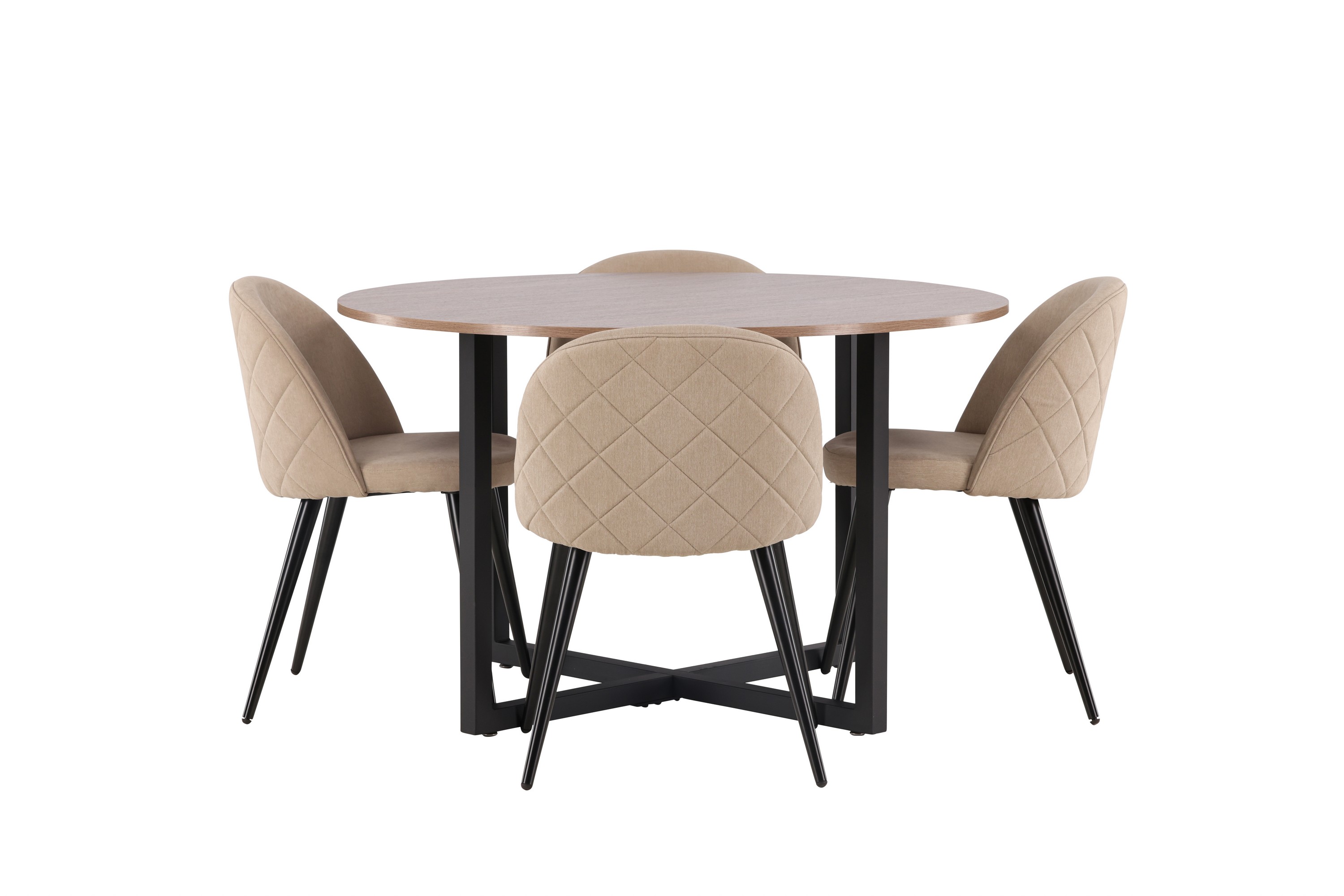 Durango Matgrupp 120 cm Rund med 4 Velvets Stolar Valnöt