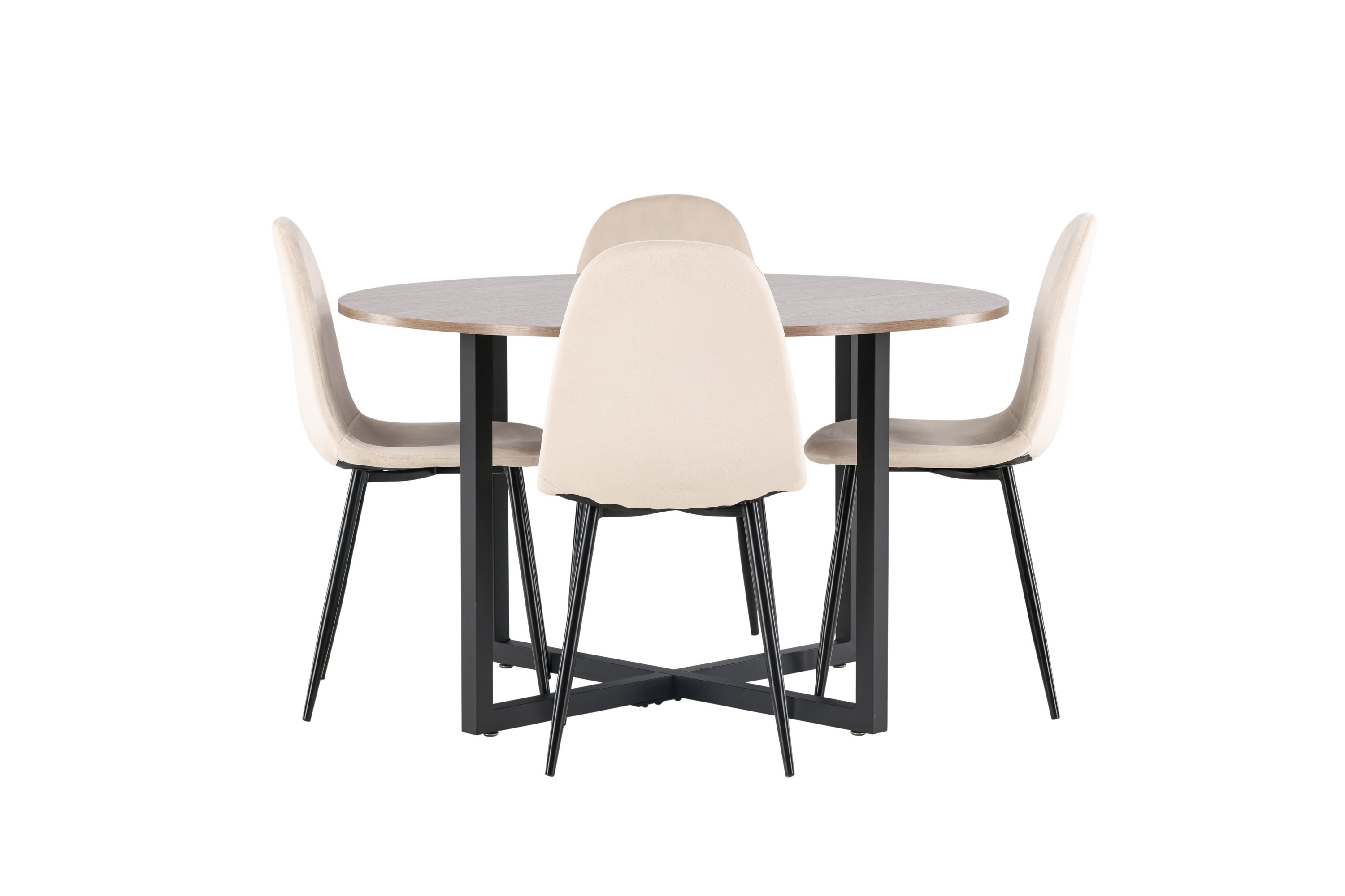 durango matgrupp 120 cm rund med 4 polar stolar - valnöt