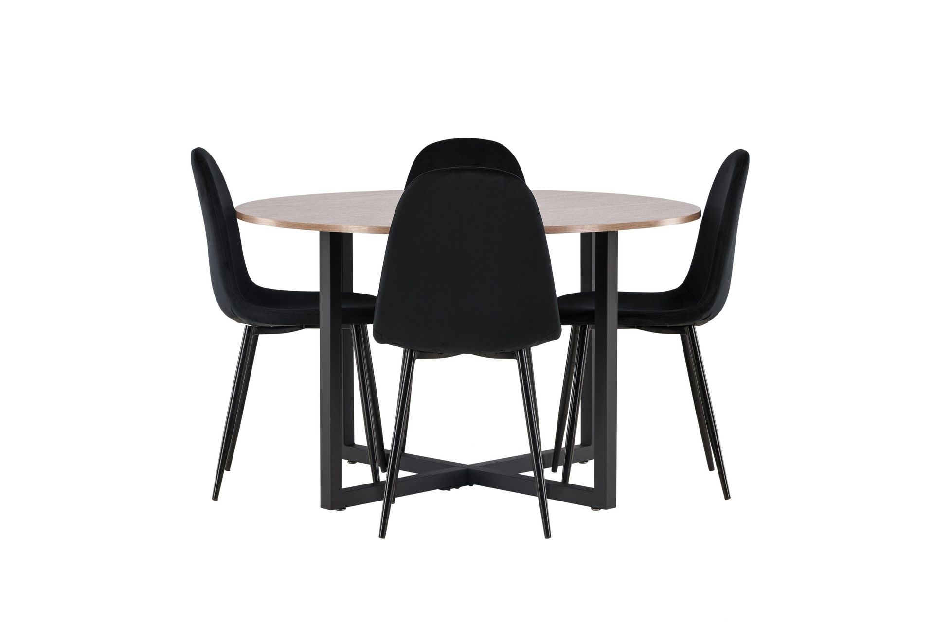 durango matgrupp 120 cm rund med 4 polar stolar - valnöt