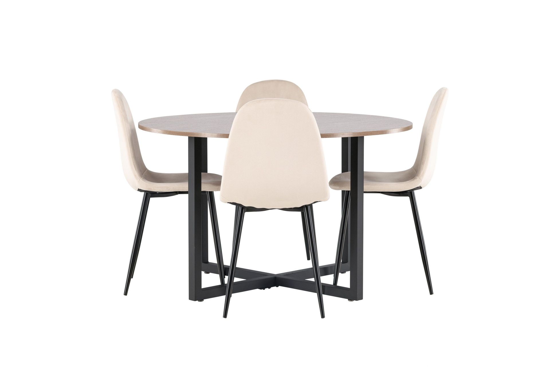 durango matgrupp 120 cm rund med 4 polar stolar - valnöt