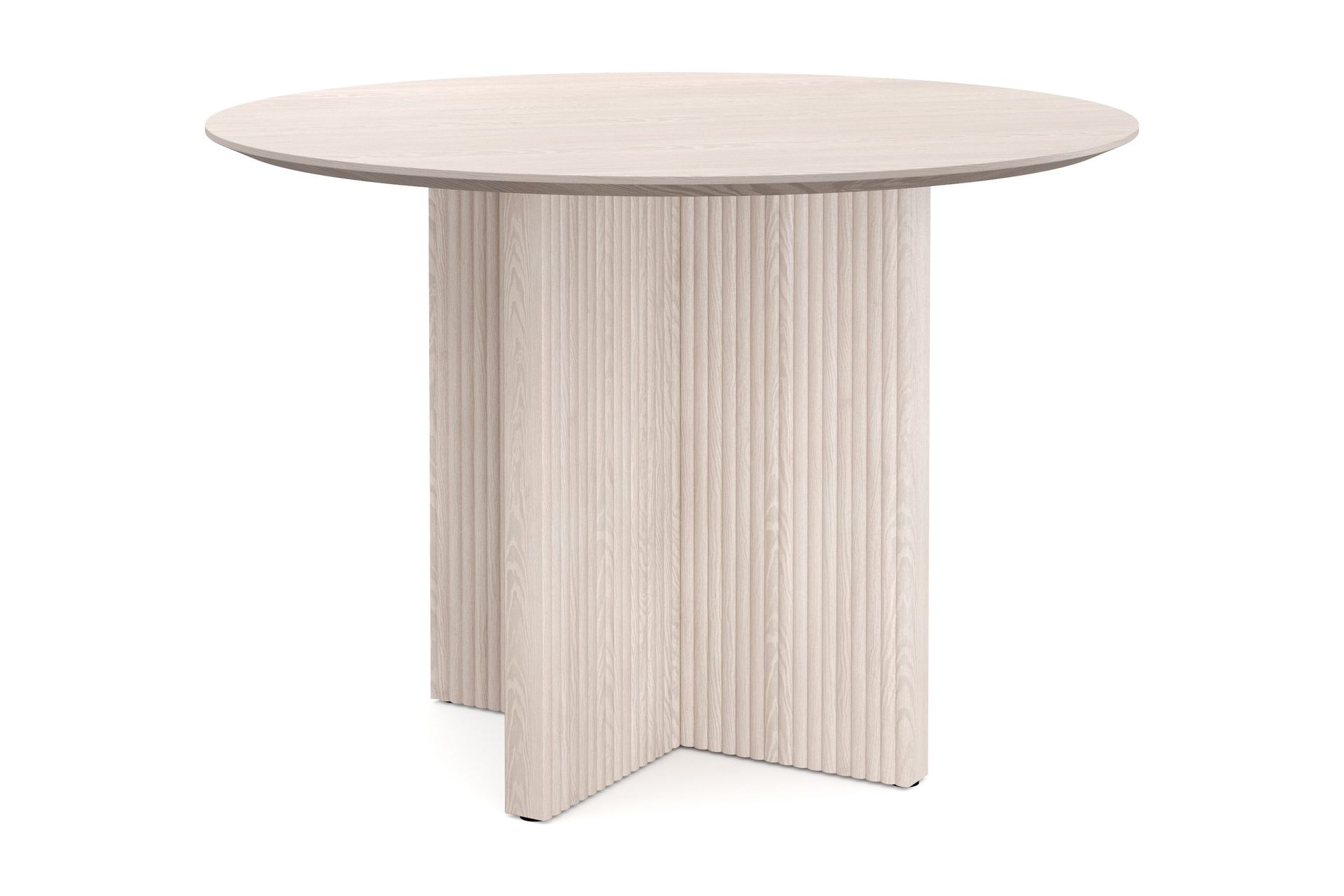 Edda Runt Matbord 110cm Fan&eacute;r - Vitlaserat