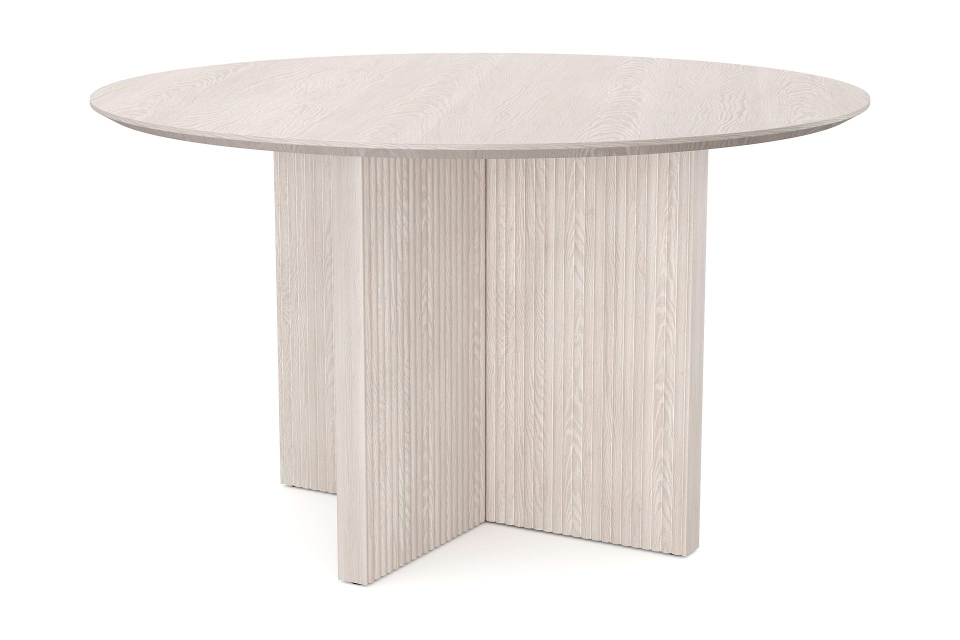 Edda Runt Matbord 130cm Fan&eacute;r - Vitlaserat