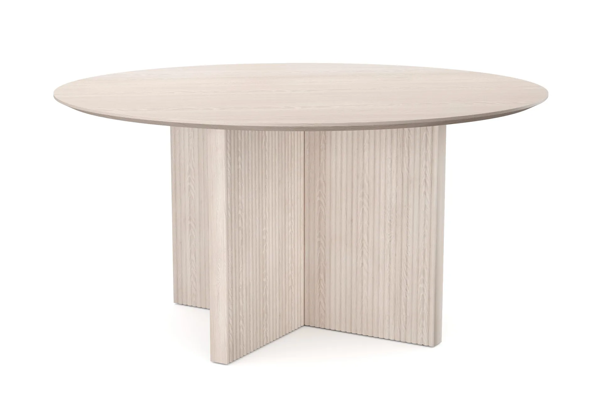 Edda Runt Matbord 150cm Fan&eacute;r - Vitlaserat