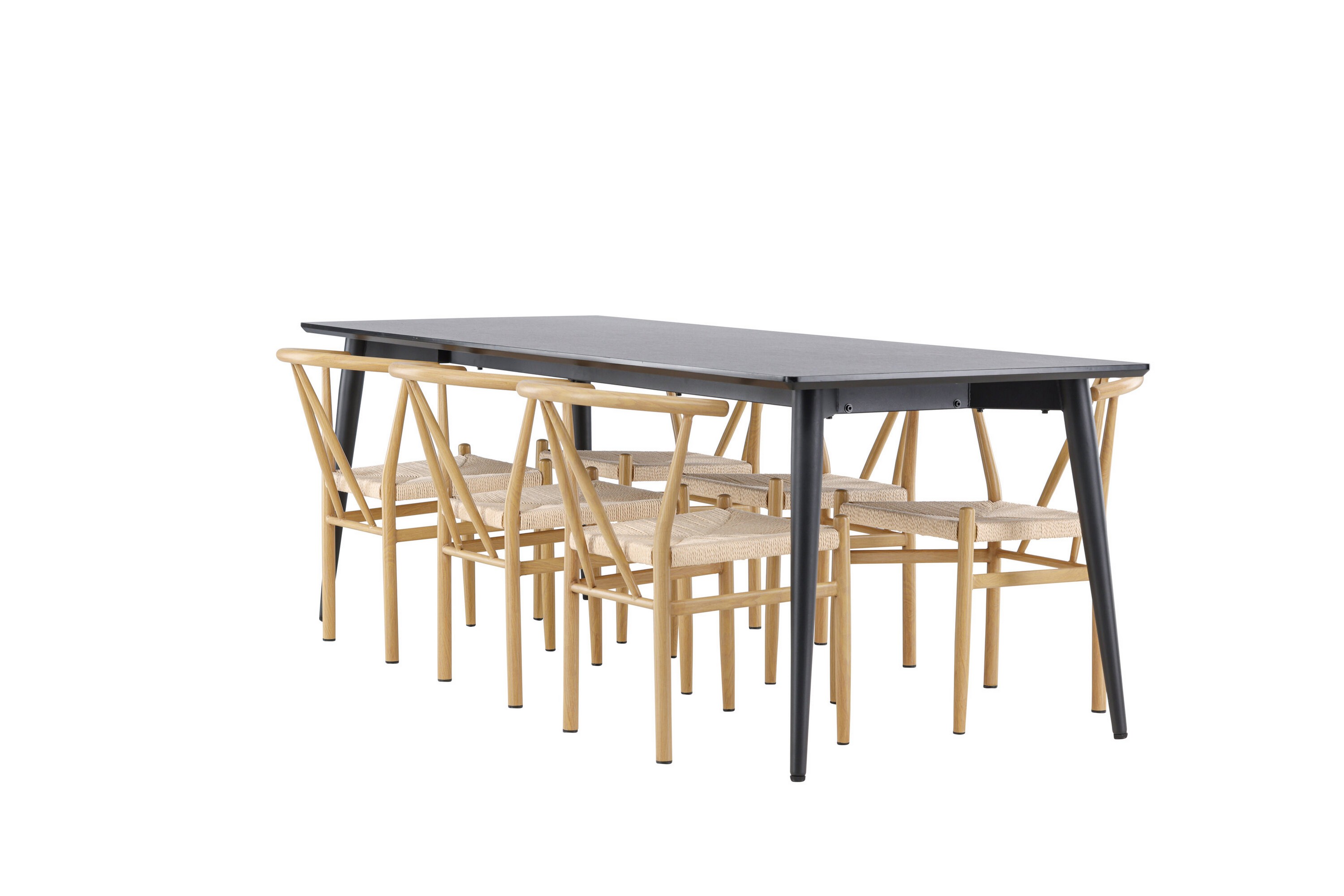Ellis Matgrupp 230 cm Rektangulär med 6 Alfons stolar Svart/Beige