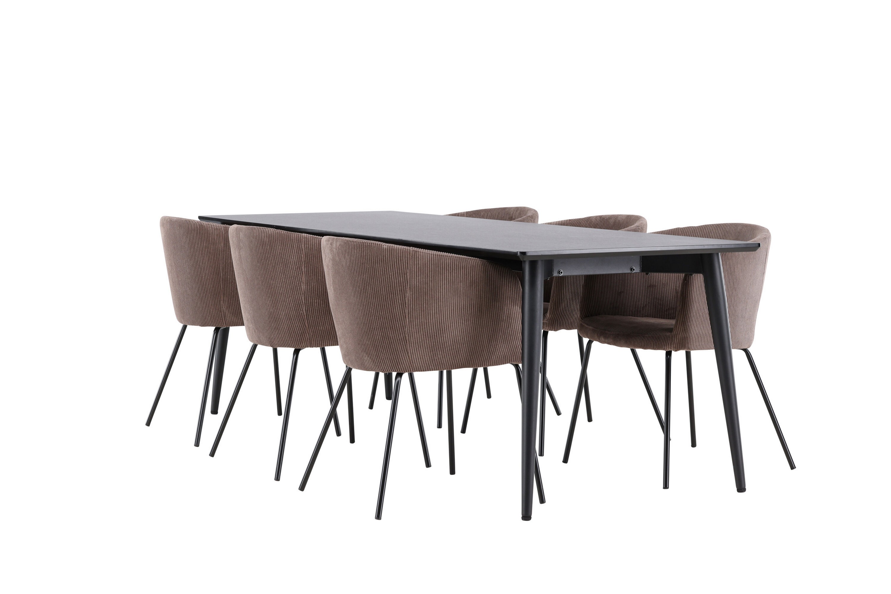 ellis matgrupp 230 cm rektangulär med 6 berit stolar - svart/brun