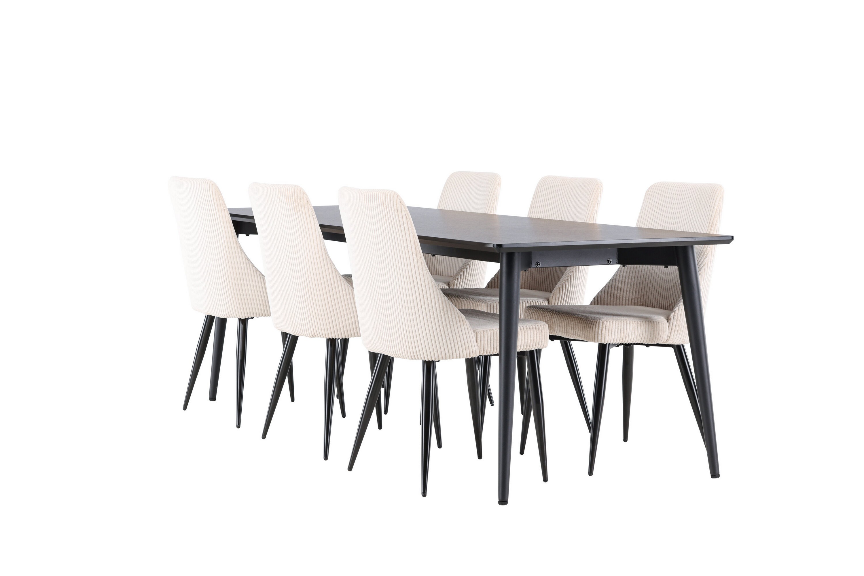 Ellis Matgrupp 230 cm Rektangulär med 6 Leone stolar Svart/Beige