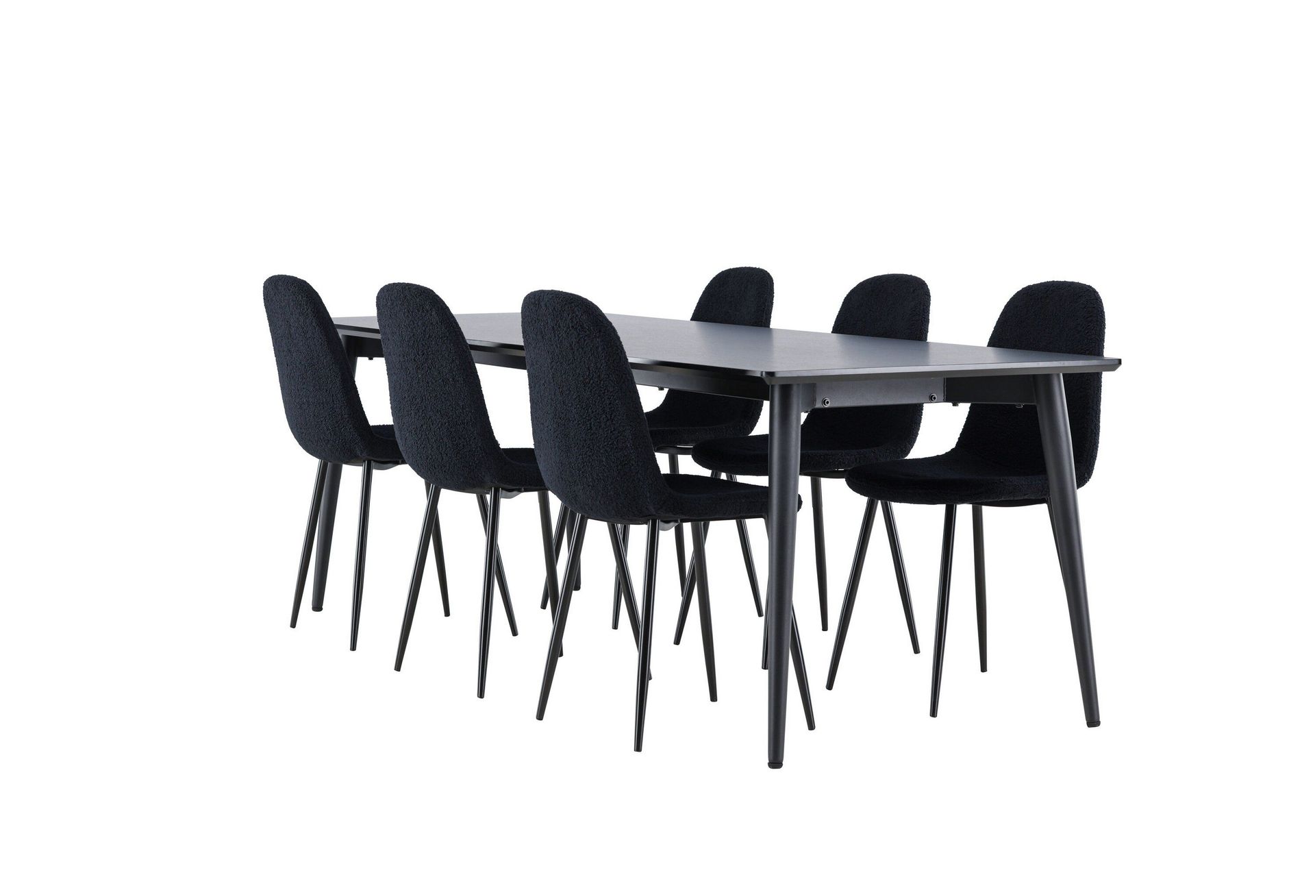 Ellis Matgrupp 230 cm Rektangul&auml;r med 6 Polar stolar - Svart/Svart