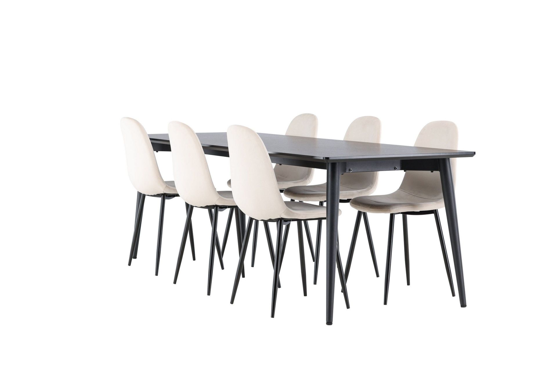 Ellis Matgrupp 230 cm Rektangul&auml;r med 6 Polar stolar - Svart/Beige