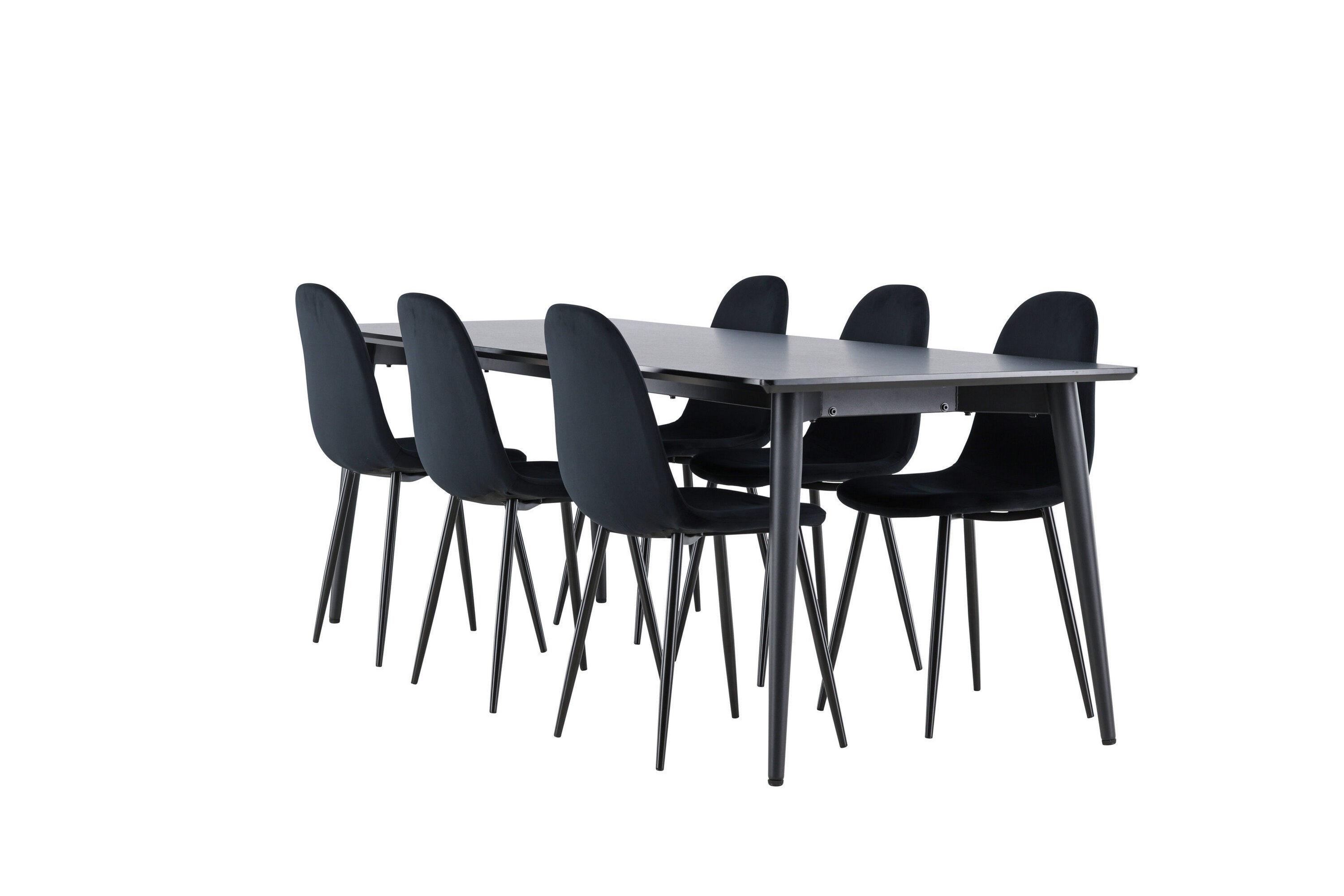 ellis matgrupp 230 cm rektangulär med 6 polar stolar - svart/svart