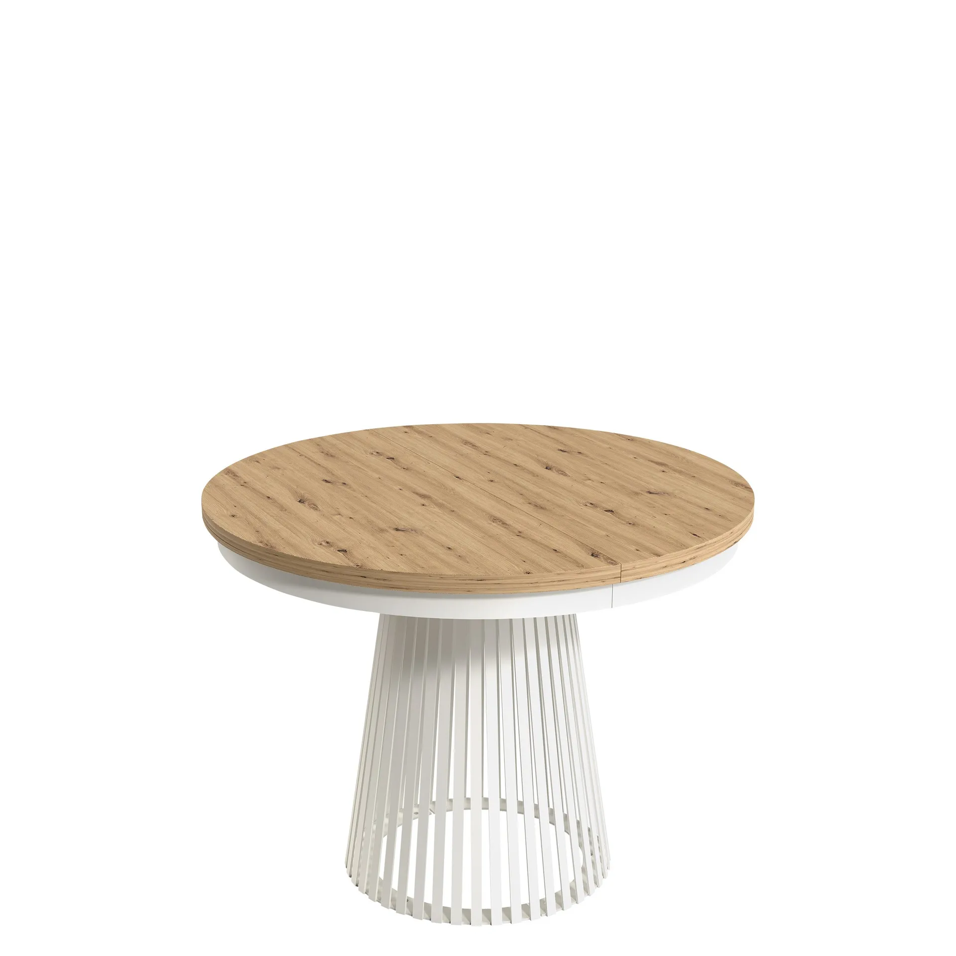 Erylan Matbord rund f&ouml;rl&auml;ngningsbart 100-180 cm - Vit, natur