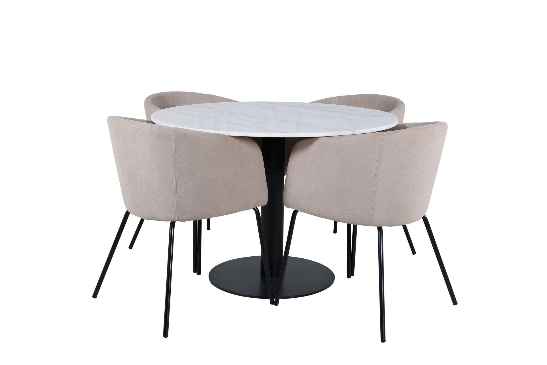Estelle Matgrupp 106 cm Rund med 4 Berit stolar - Beige