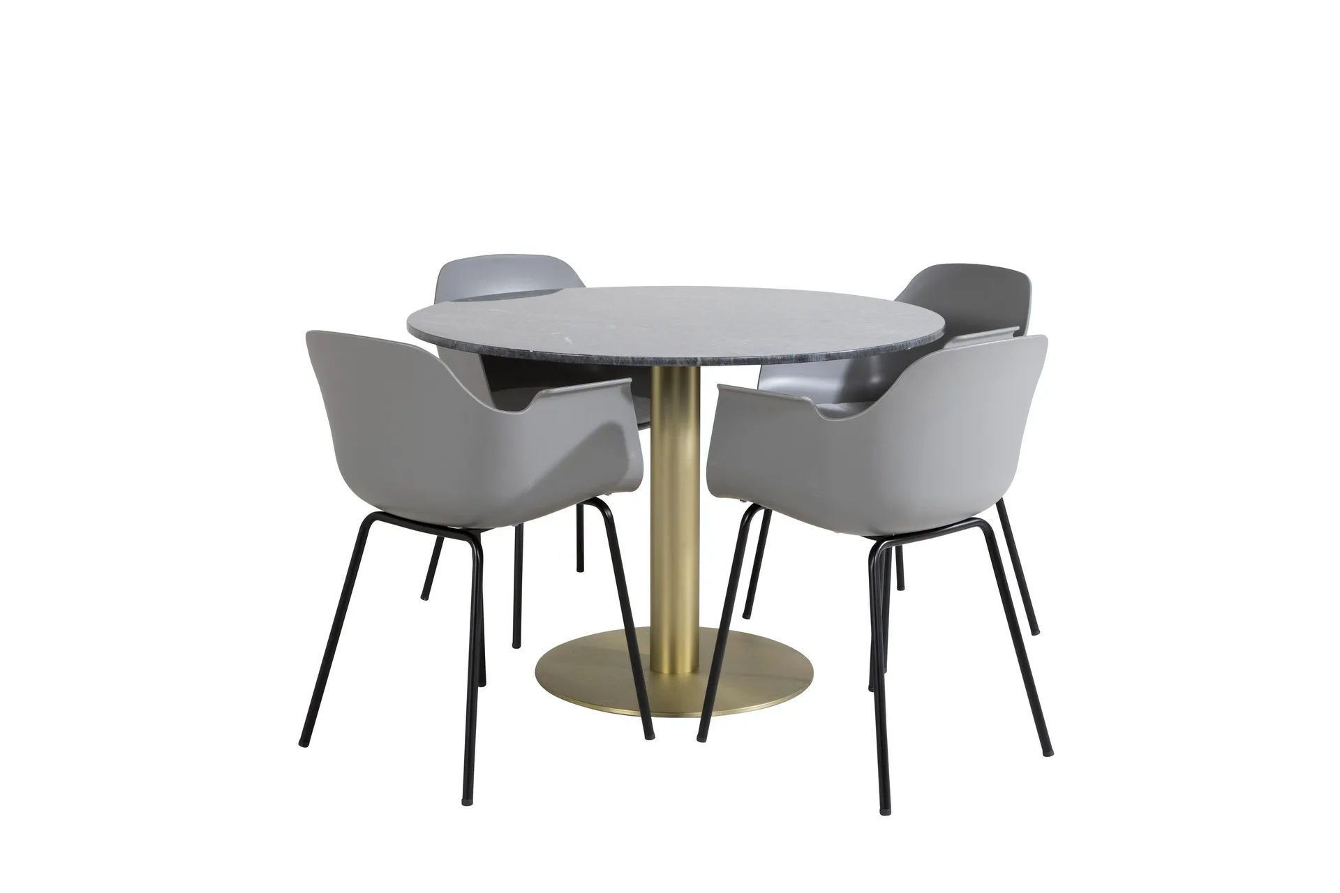 Estelle Matgrupp 106 cm Rund med 4 Comfort stolar - Svart/Guld