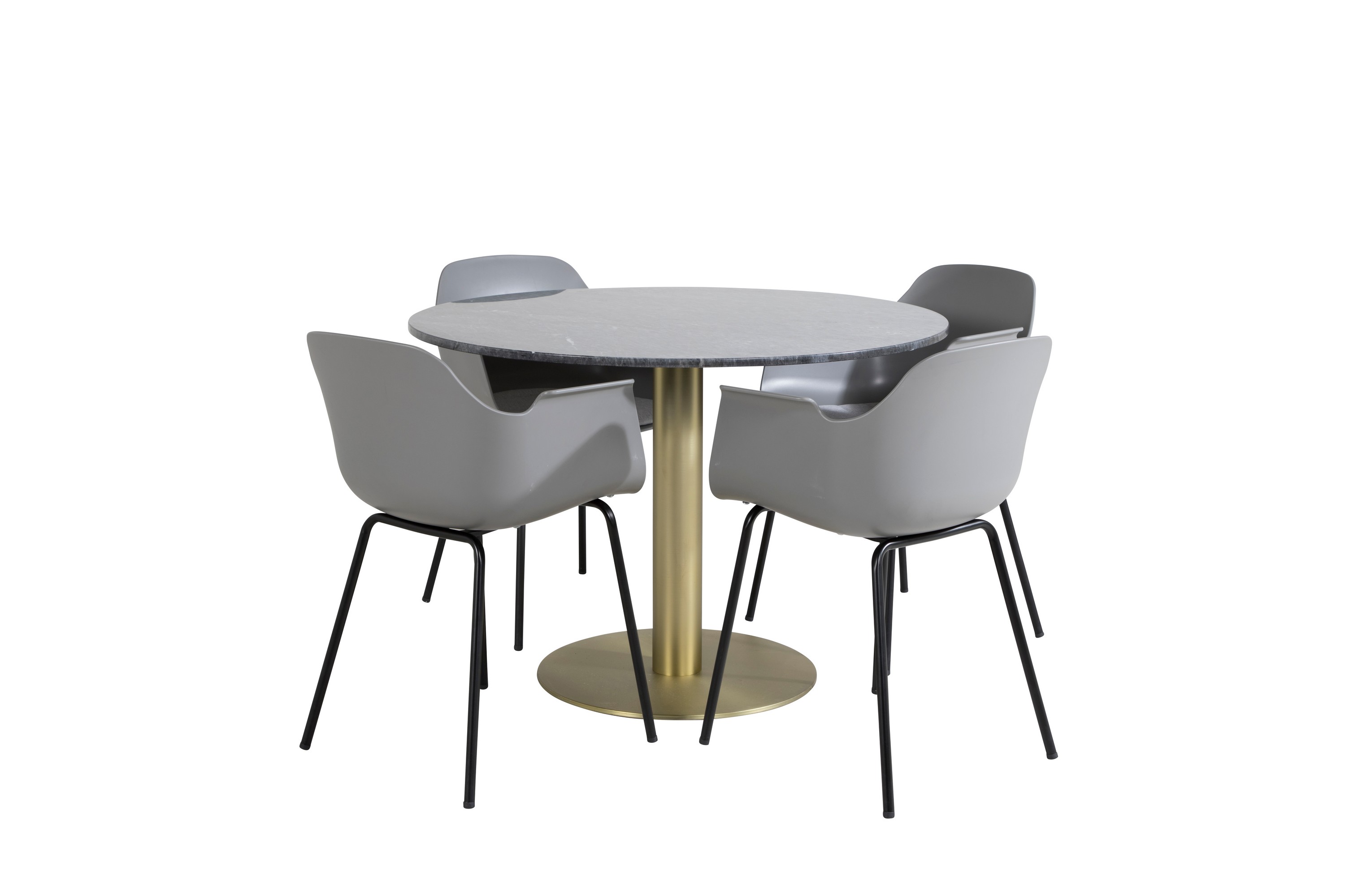 Estelle Matgrupp 106 cm Rund med 4 Comfort stolar Svart/Guld