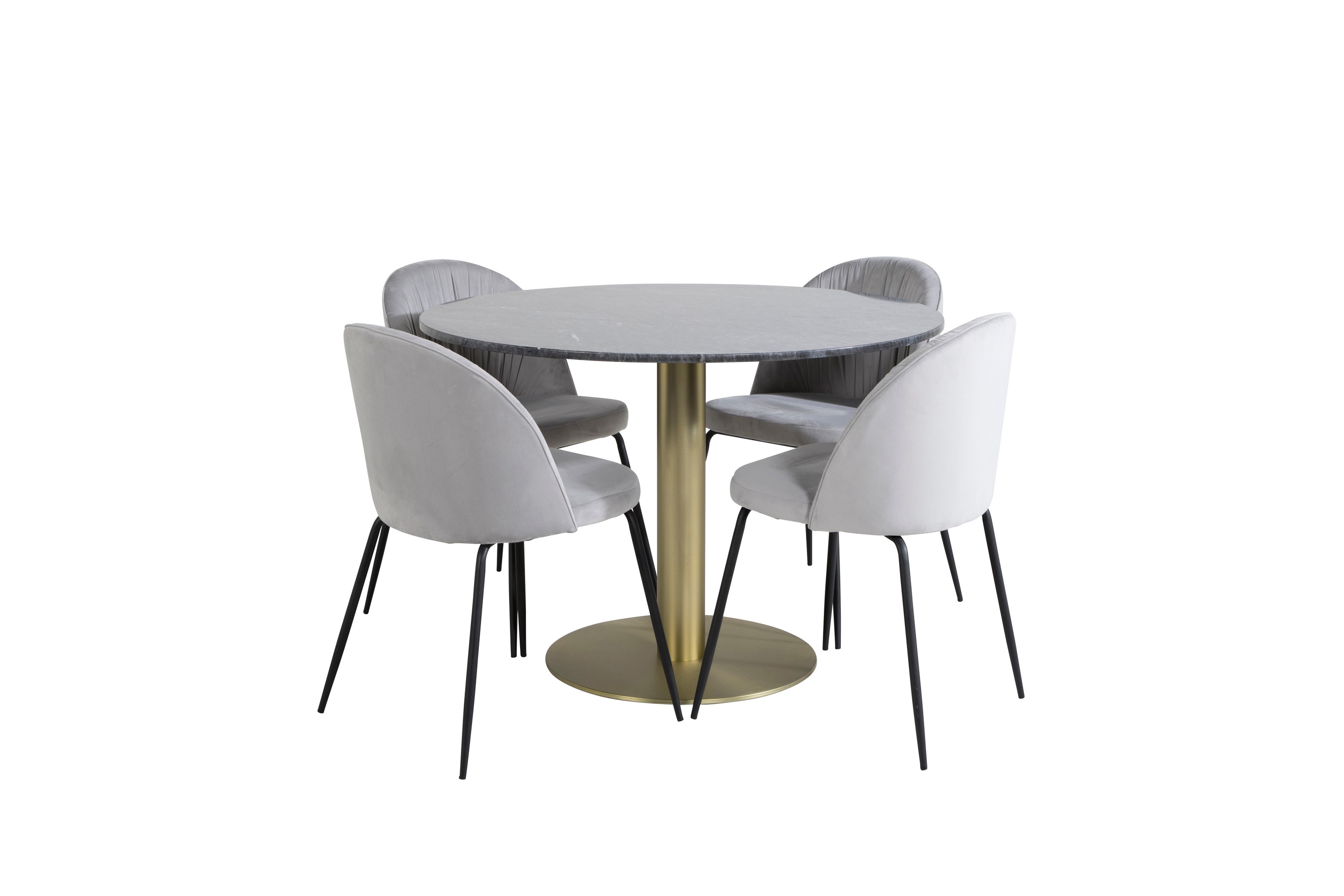 Estelle Matgrupp 106 cm Rund med 4 Wrinkles stolar Svart/Guld