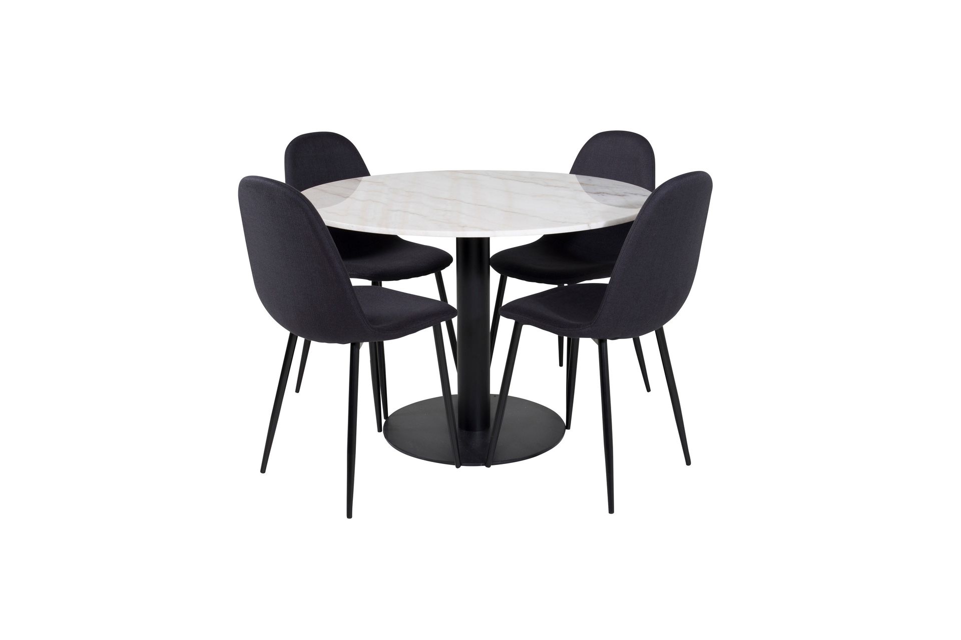 estelle matgrupp 106 cm rund med 4 polar stolar - svart
