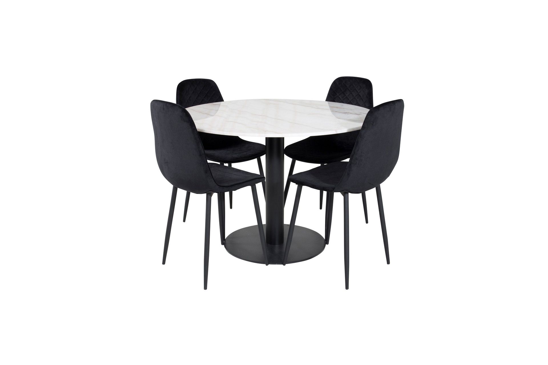 estelle matgrupp 106 cm rund med 4 polar stolar - svart