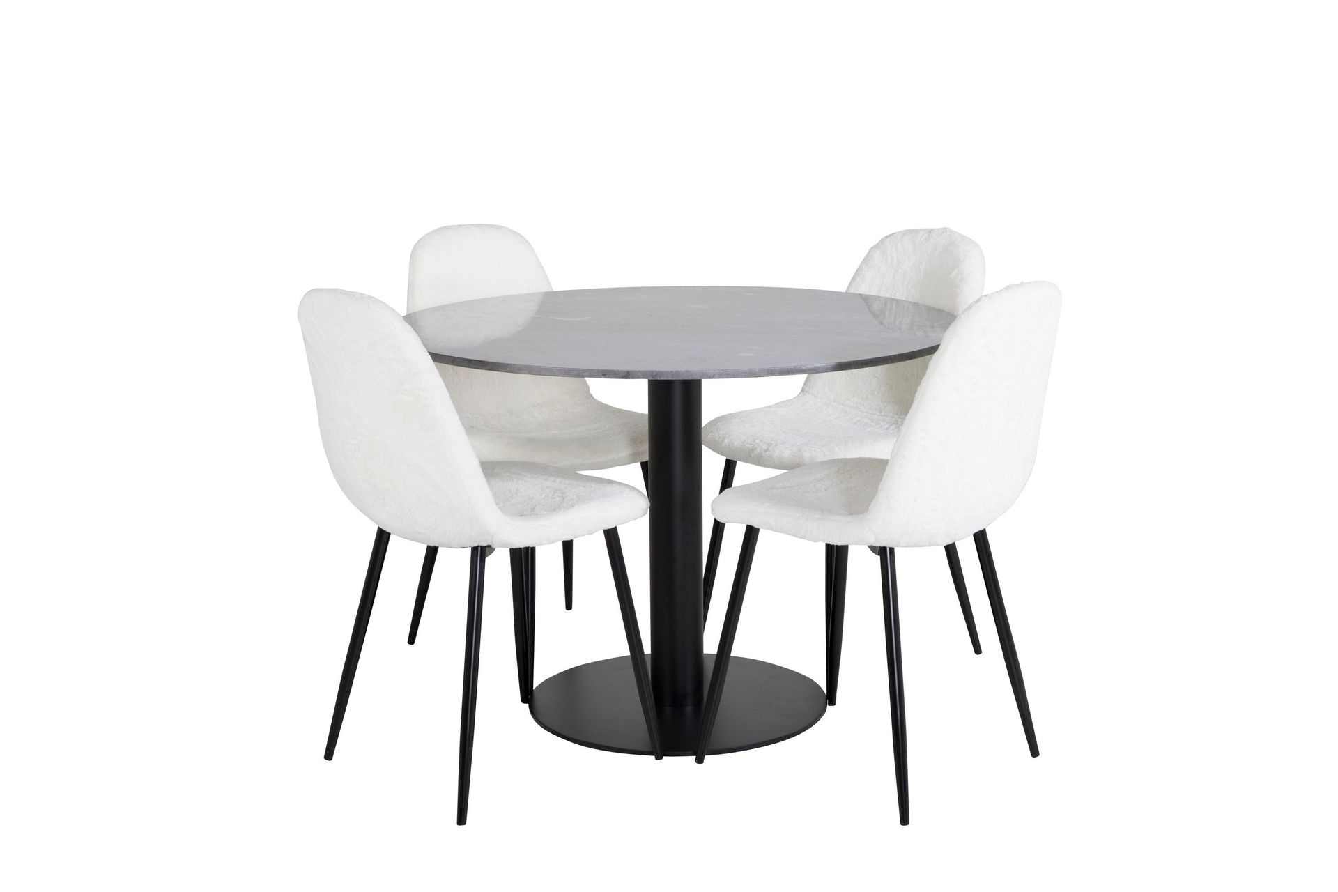 Estelle Matgrupp 106 cm Rund med 4 Polar stolar - Svart