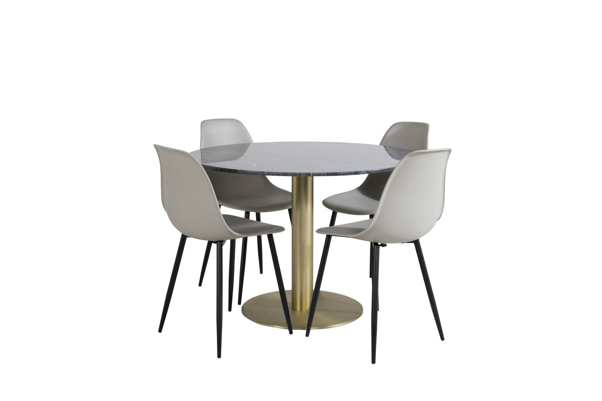 Estelle Matgrupp 106 cm Rund med 4 Polar stolar - Svart/Guld