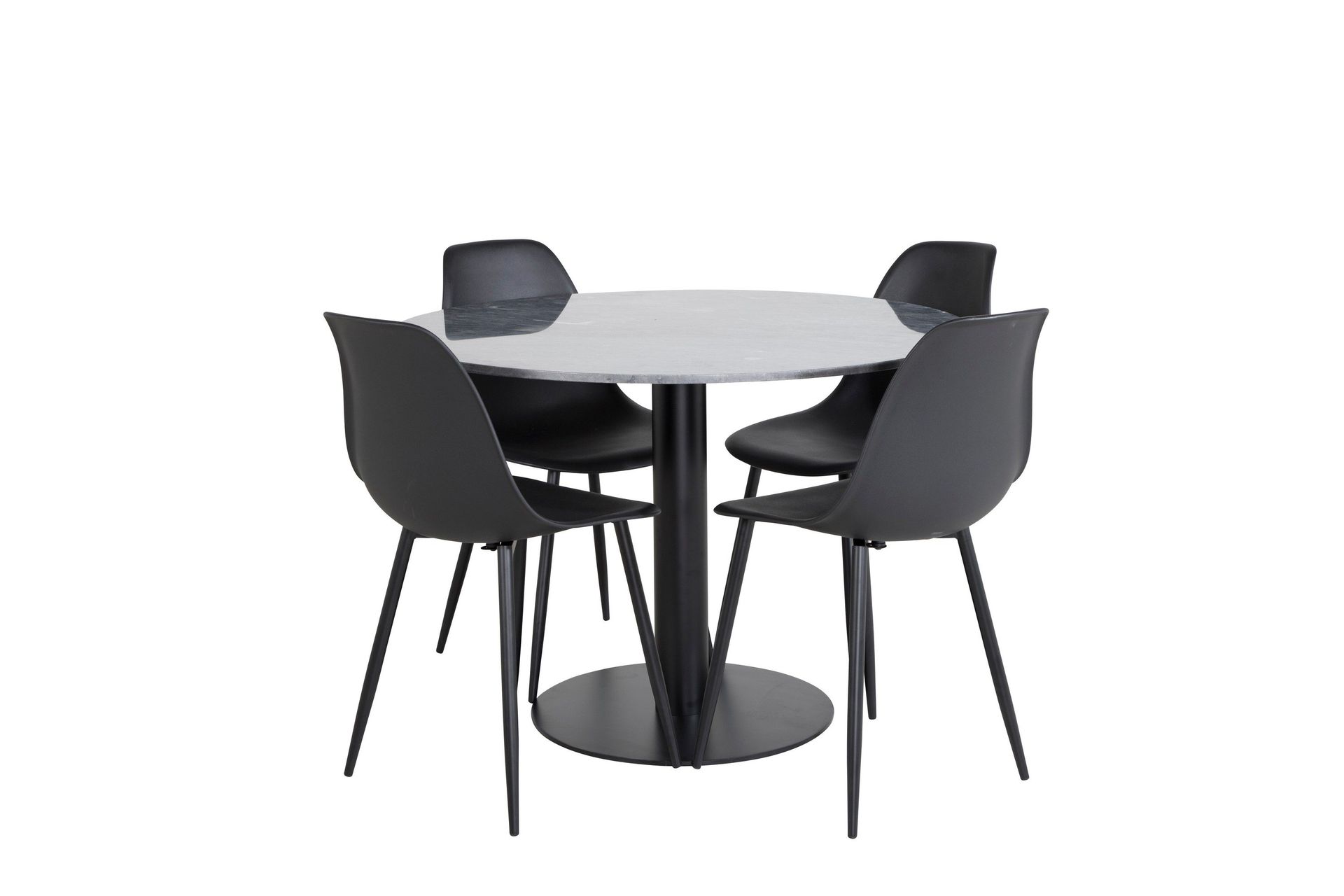 Estelle Matgrupp 106 cm Rund med 4 Polar stolar - Svart