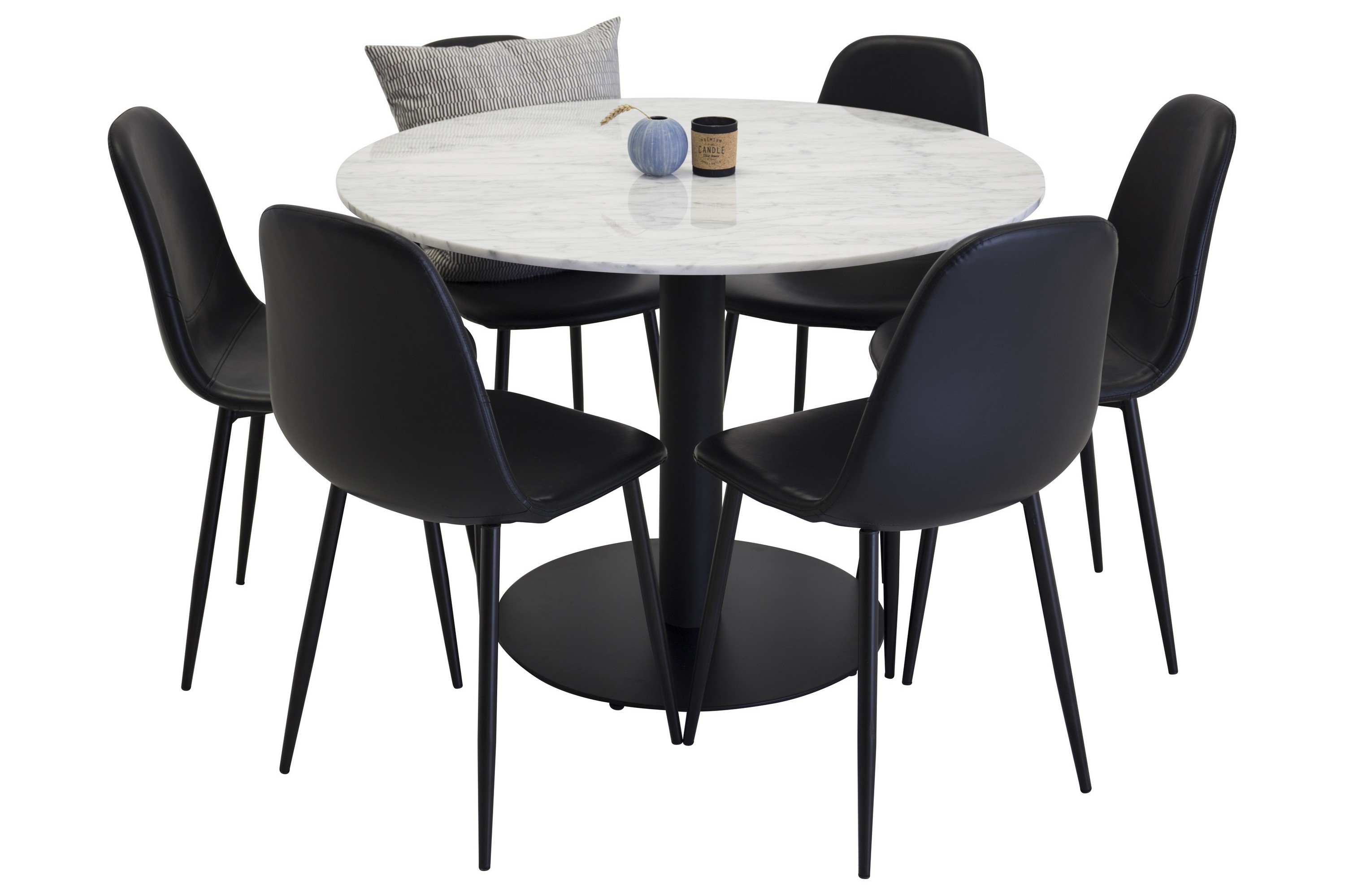 Estelle Matgrupp 106 cm Rund med 6 Polar stolar Svart