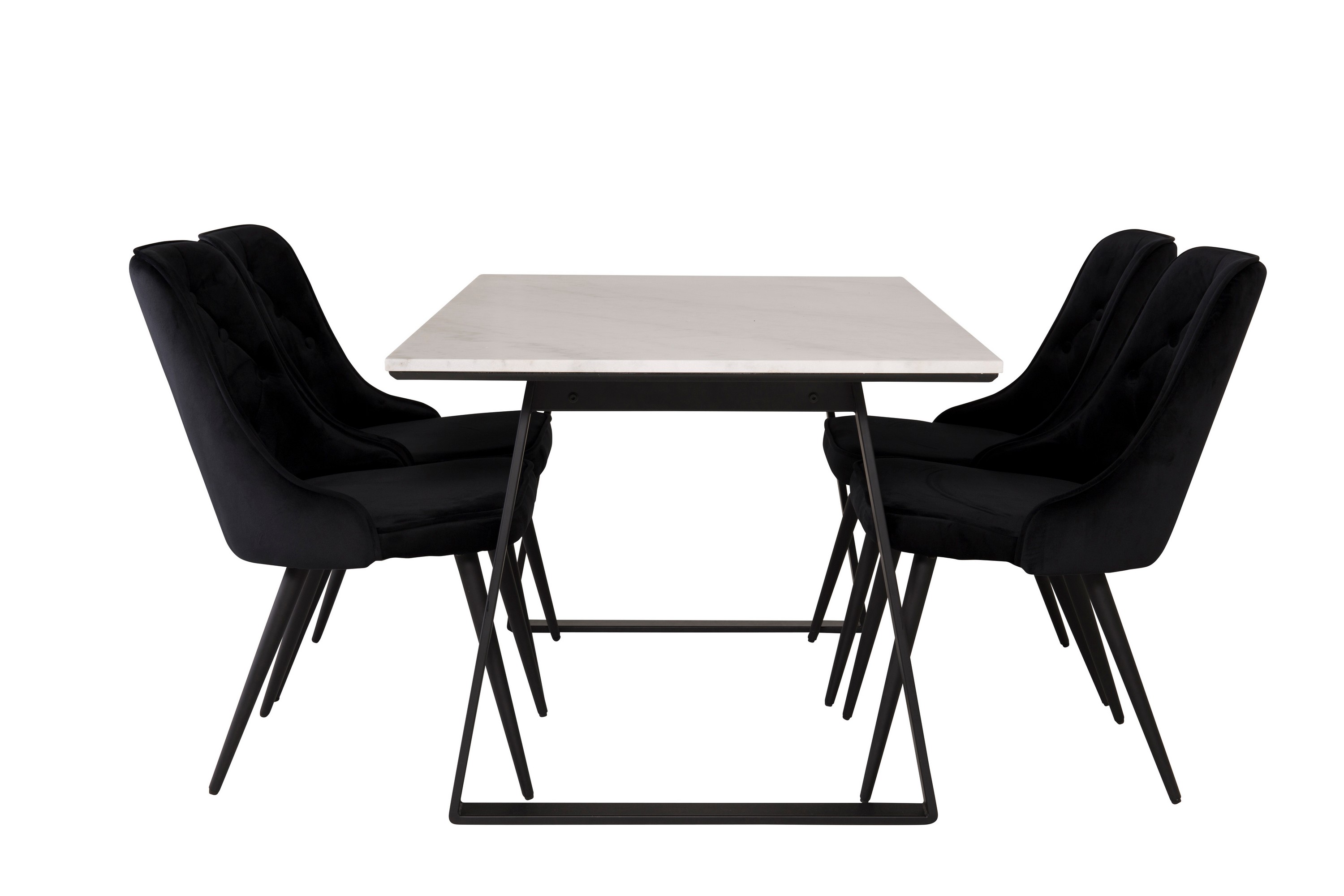 Estelle Matgrupp 140 cm Rektangulär med 4 Velvet Deluxe stolar Svart