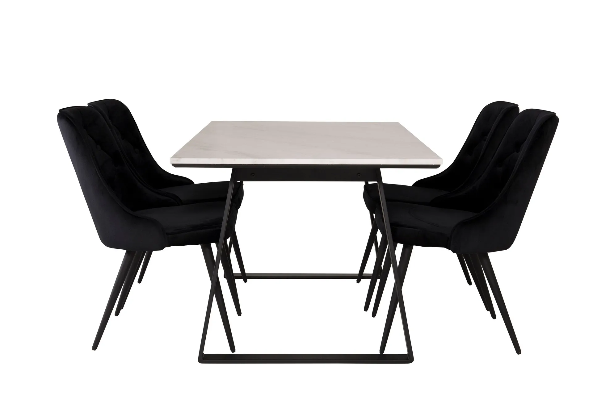 Estelle Matgrupp 140 cm Rektangul&auml;r med 4 Velvet Deluxe stolar - Svart