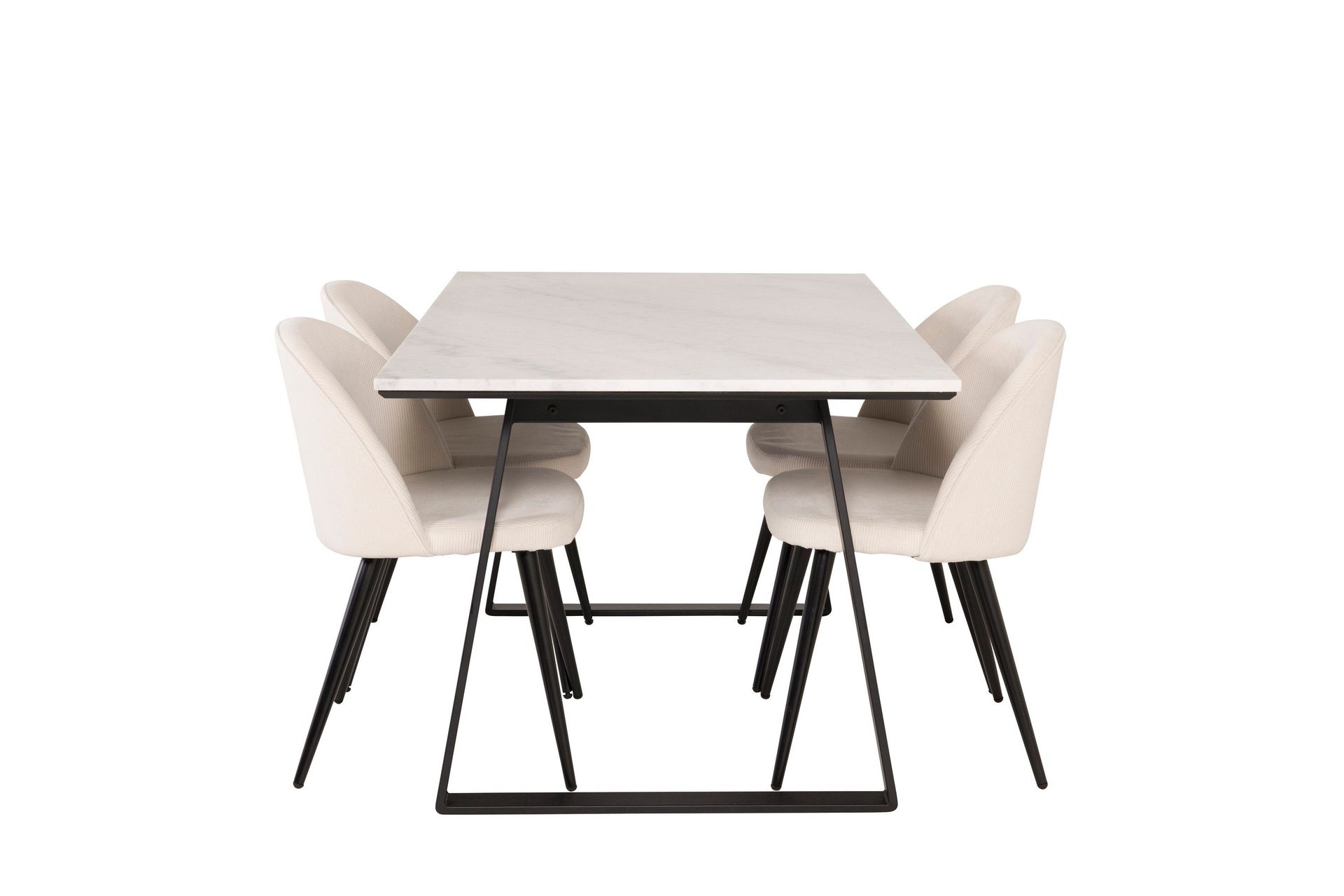 Estelle Matgrupp 140 cm Rektangul&auml;r med 4 Velvet stolar - Beige