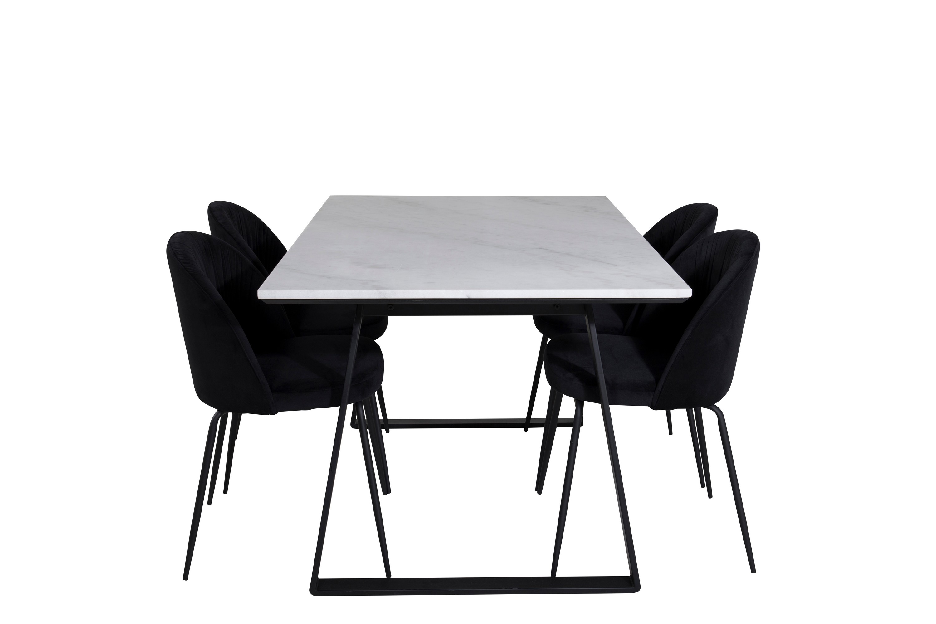 Estelle Matgrupp 140 cm Rektangulär med 4 Wrinkles stolar Svart