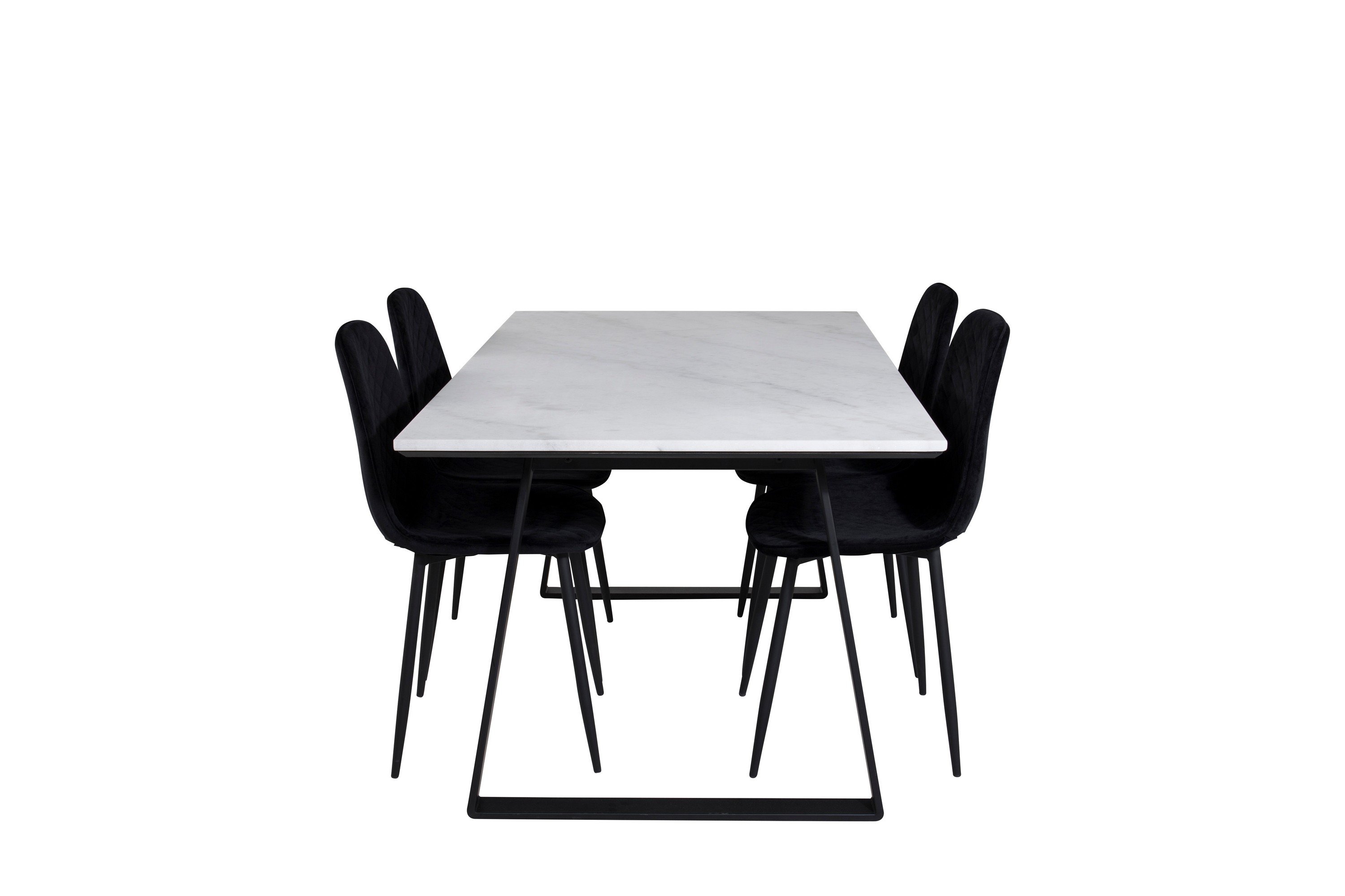 estelle matgrupp 140 cm rektangulär med 4 polar stolar - svart