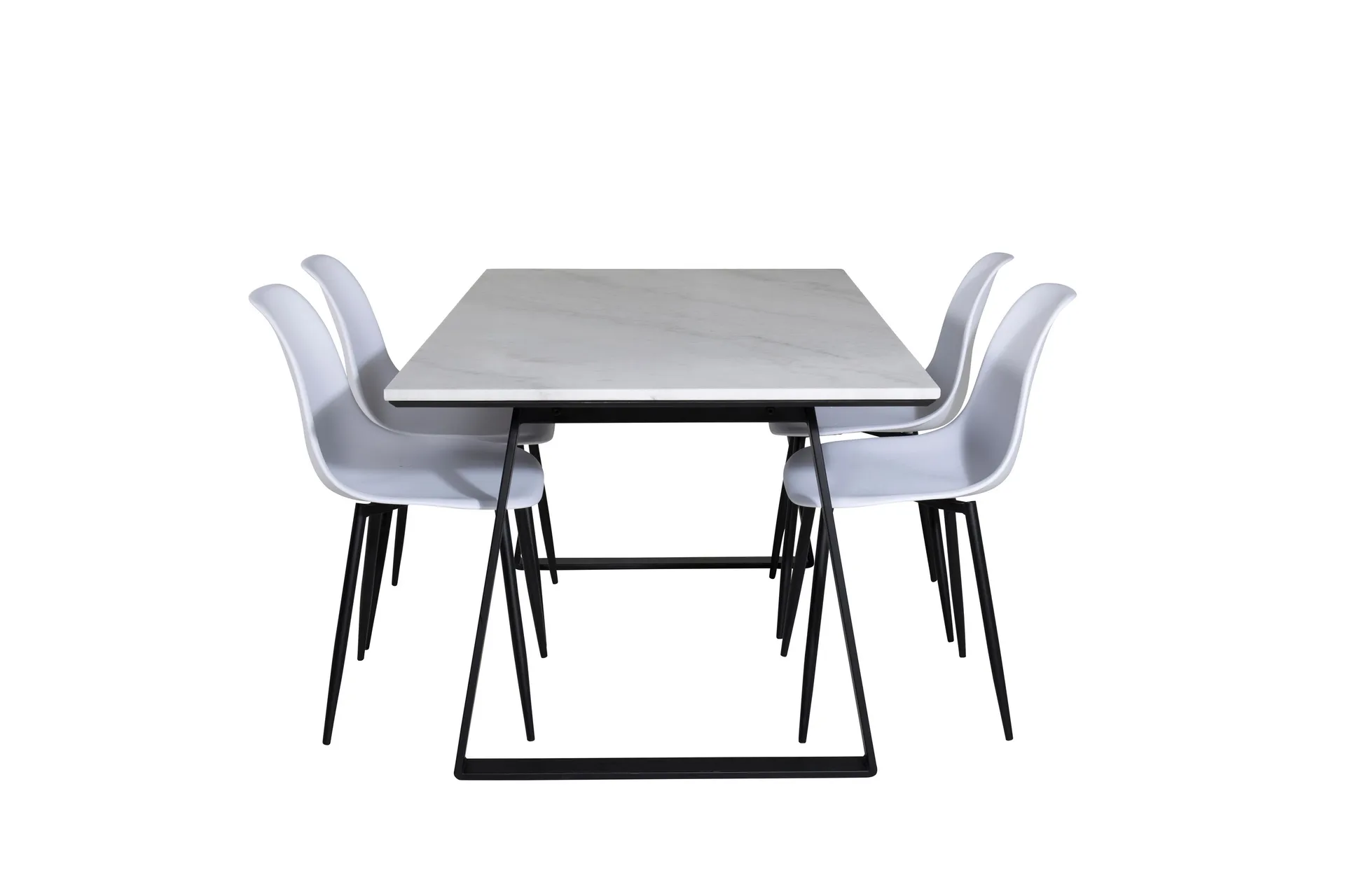 estelle matgrupp 140 cm rektangulär med 4 polar stolar - svart