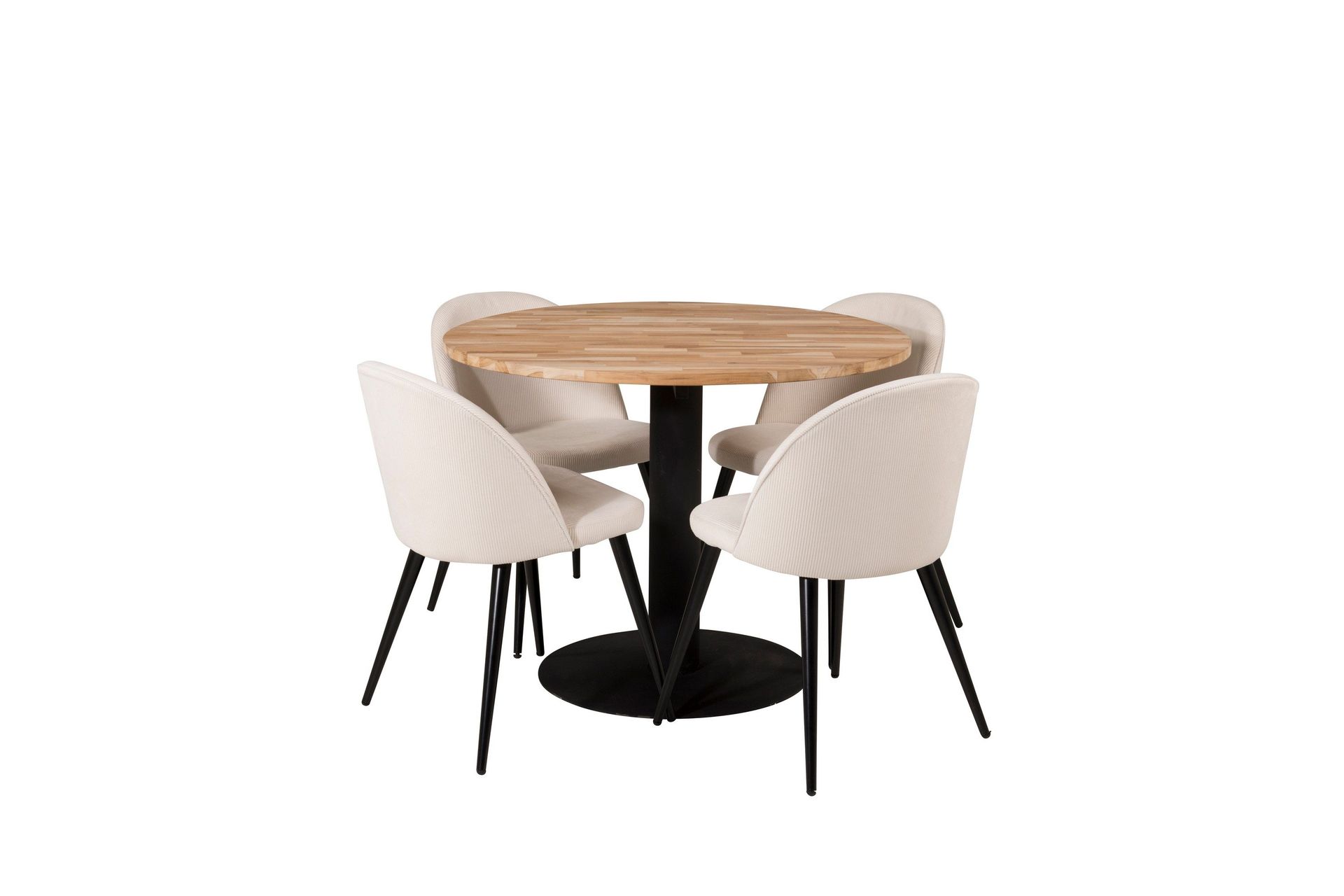 Ezra Matgrupp 100 cm Rund med 4 Sedavi Stolar - Beige
