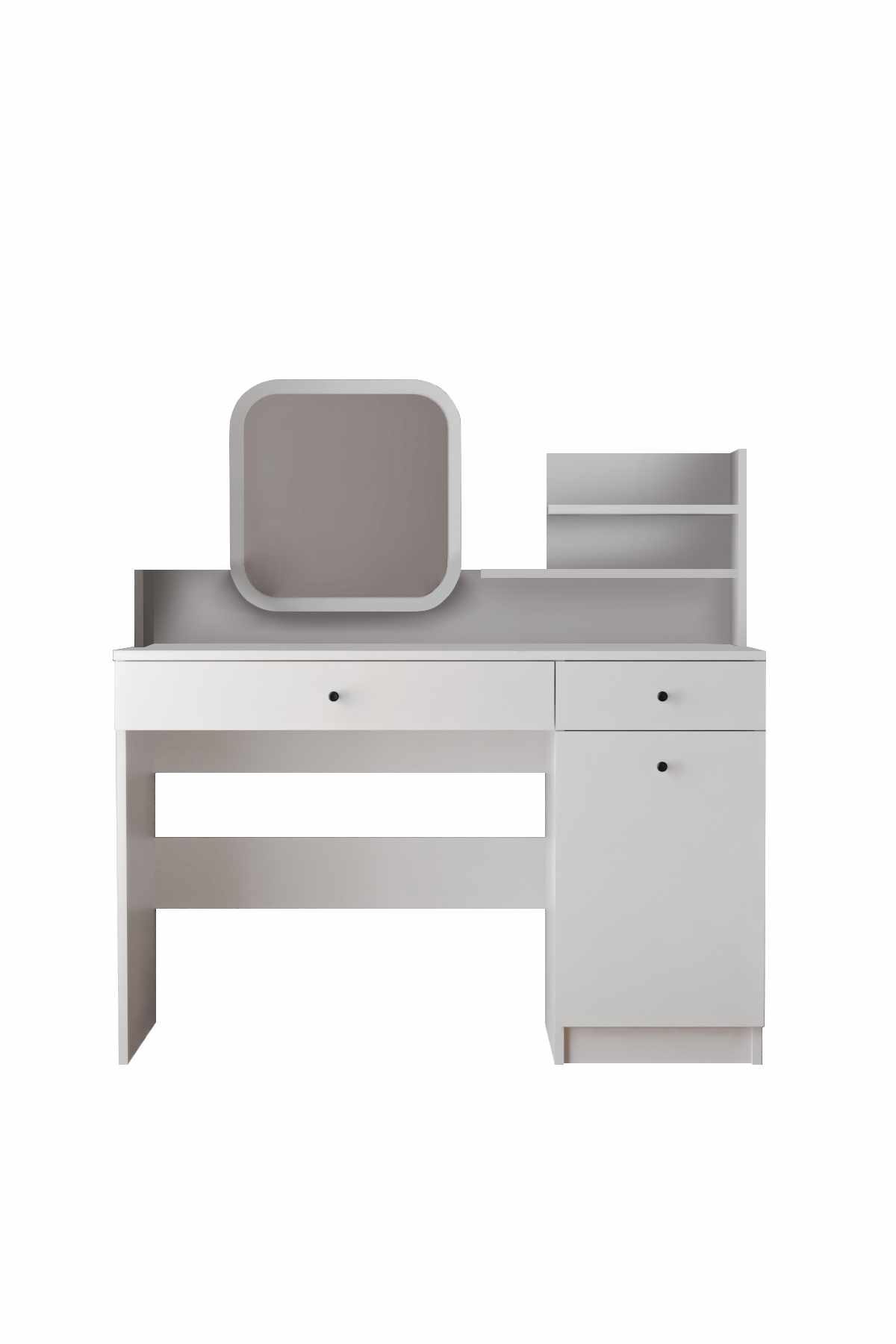 Fabrony Sminkbord med spegel 124 cm - Vit