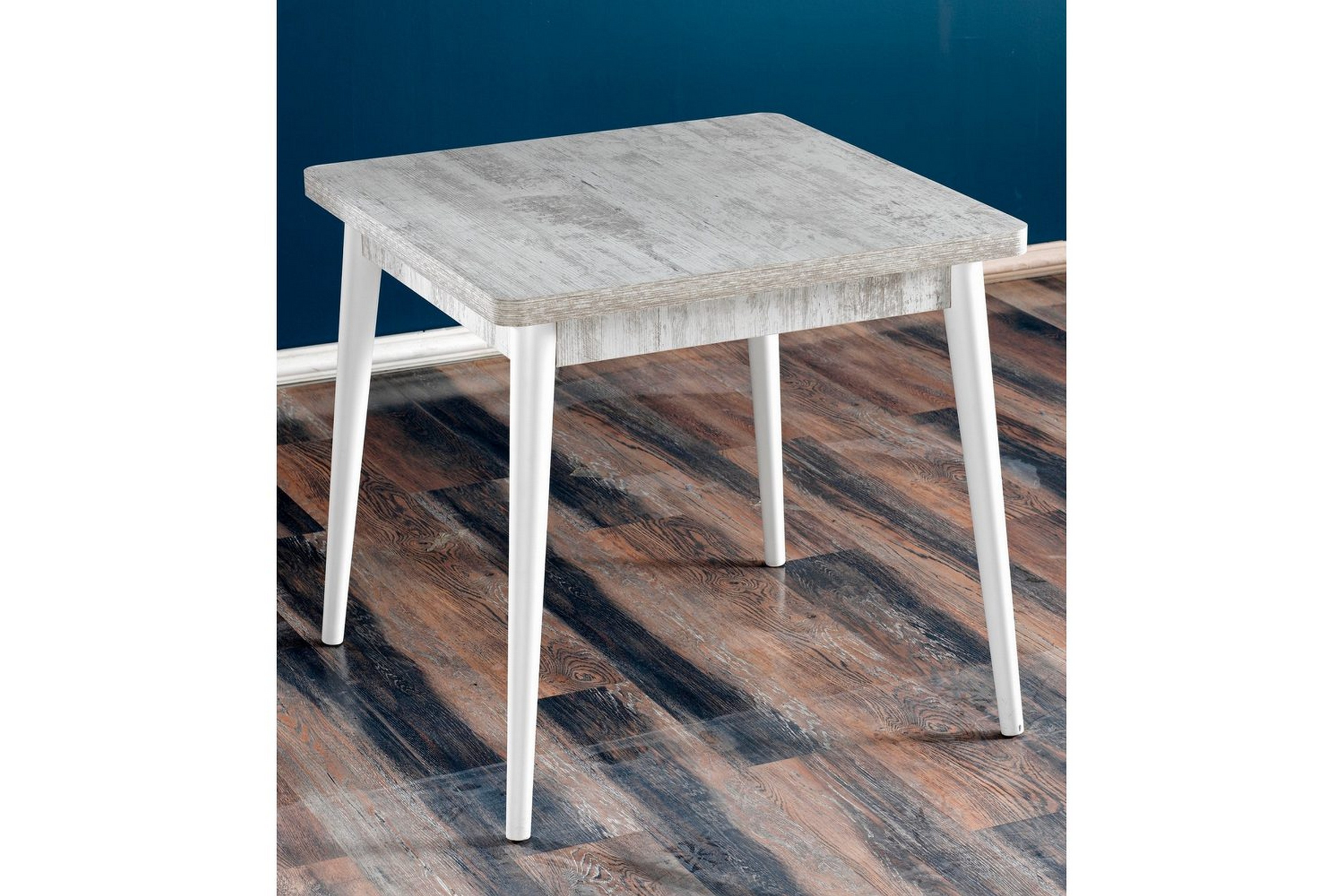 florai matbord 80 cm kvadratisk - antik/vit