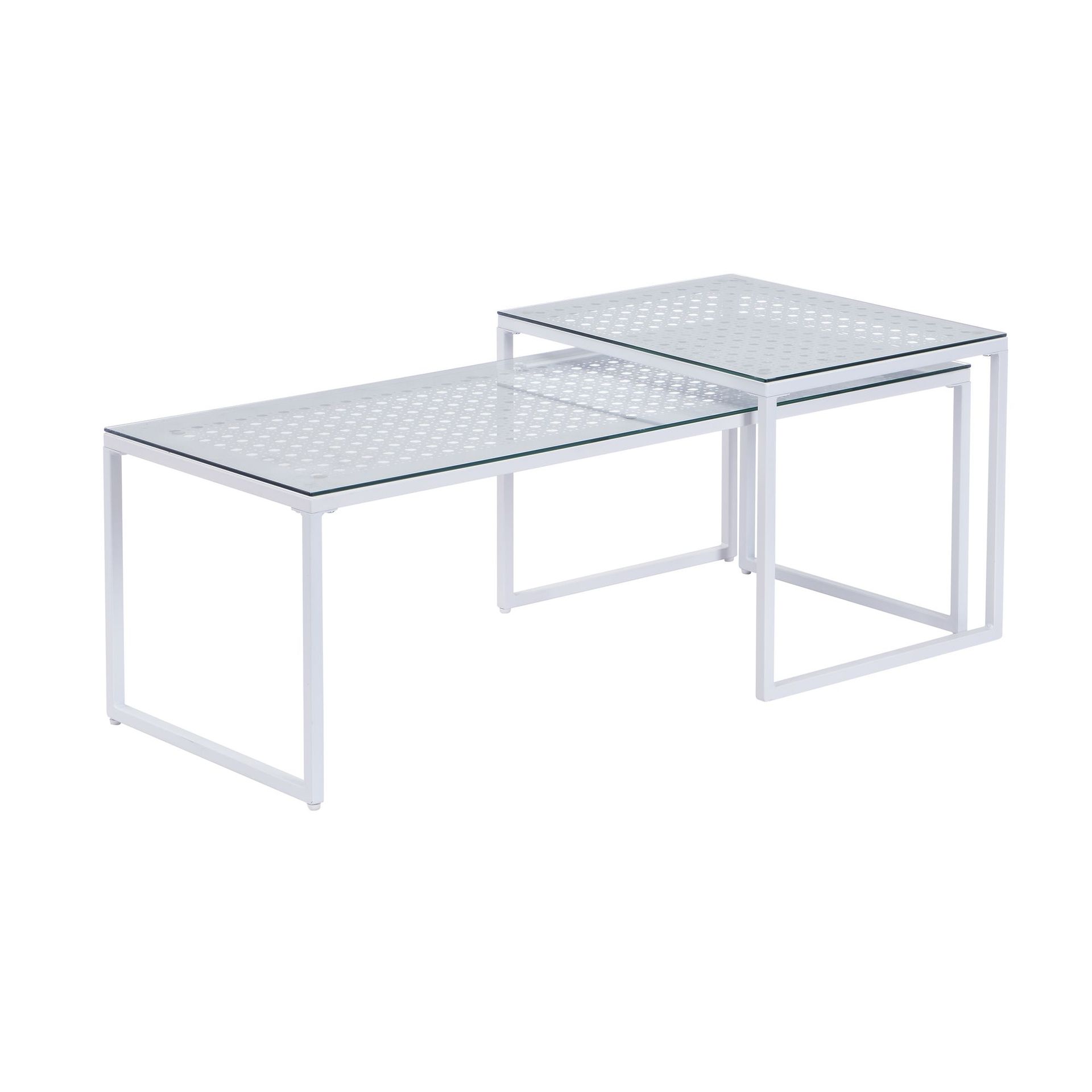 Galilo Satsbord 100 cm Set om 2 - Transparent och matt vit